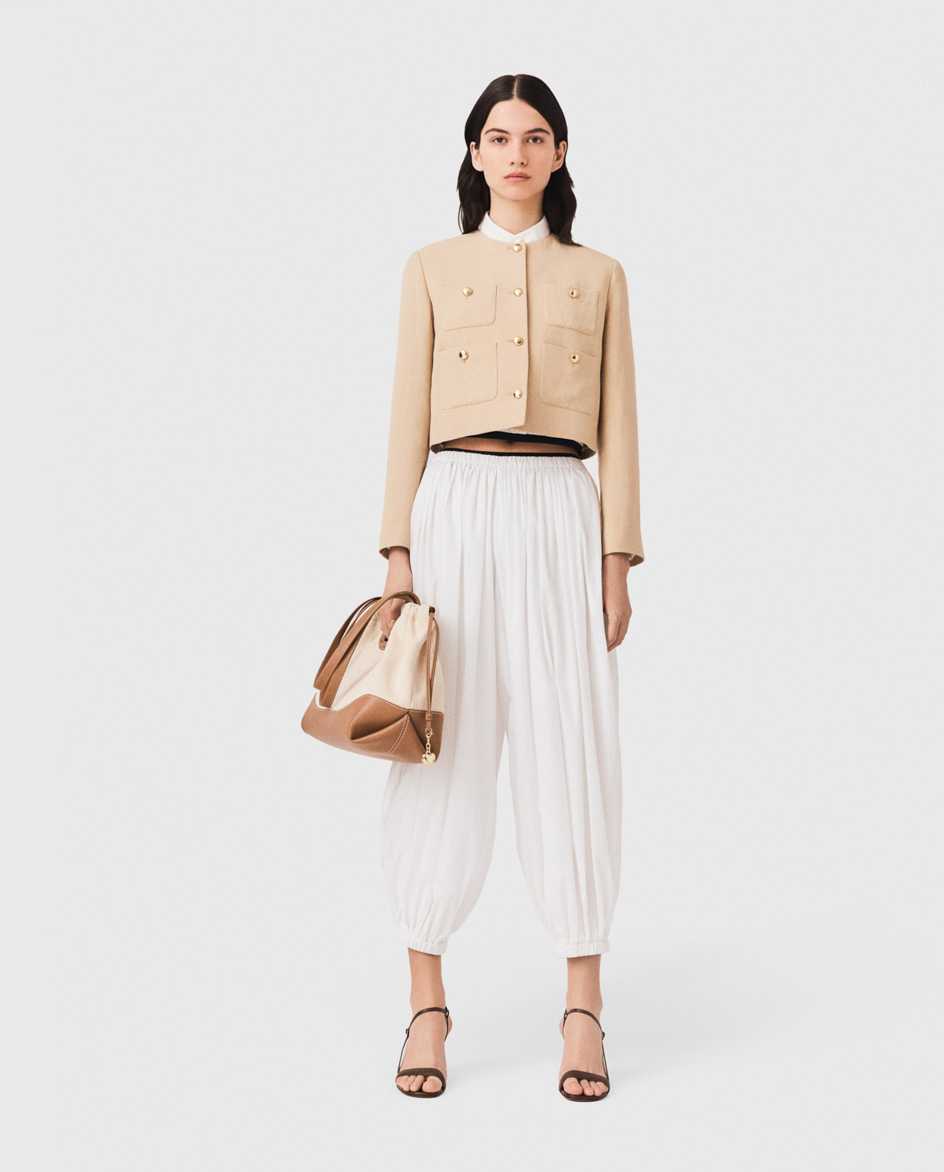 Pantalones jogger de mujer sarouel de algodón - Maje - Blanco Blanco-5