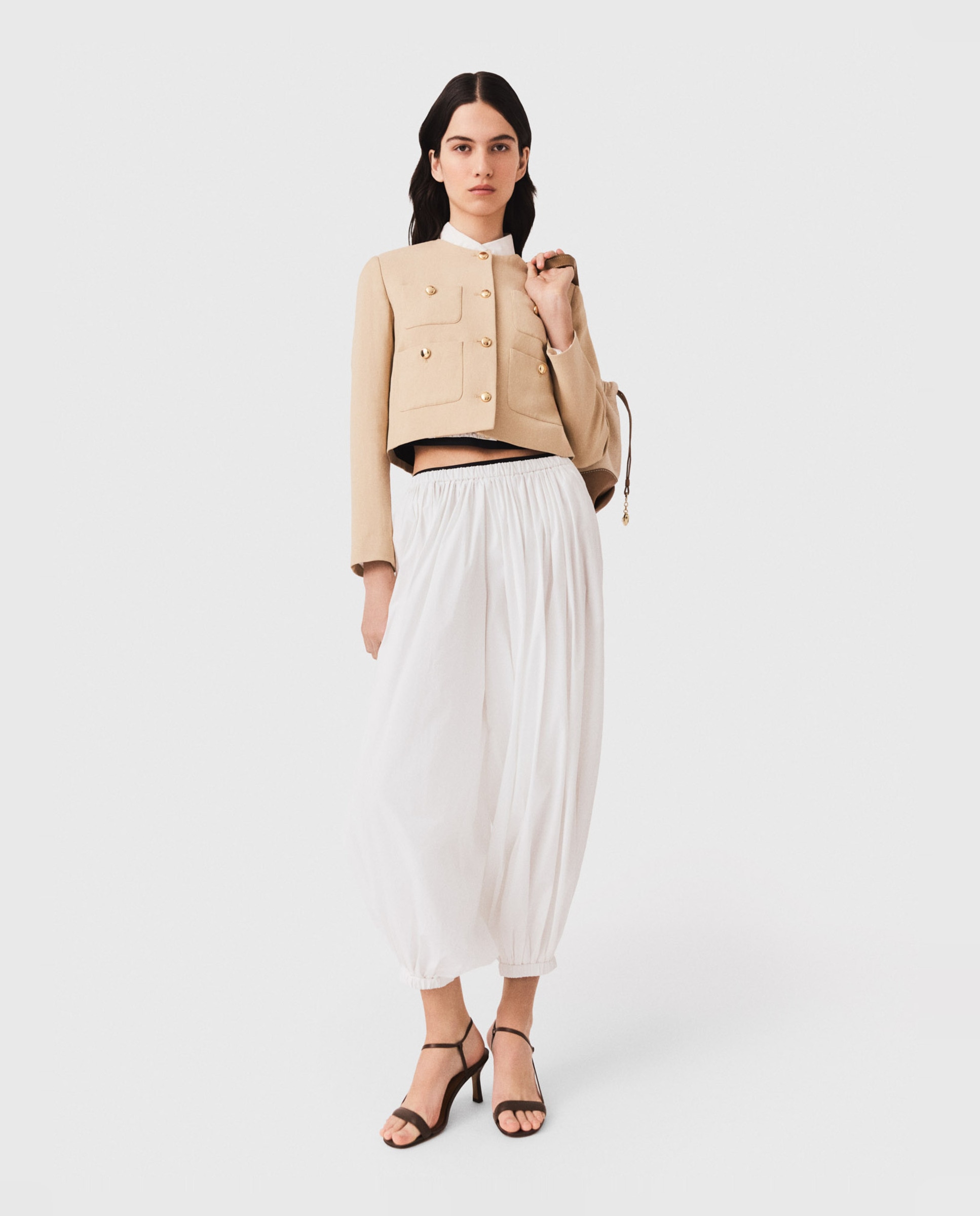 Pantalones jogger de mujer sarouel de algodón - Maje - Blanco Blanco-6