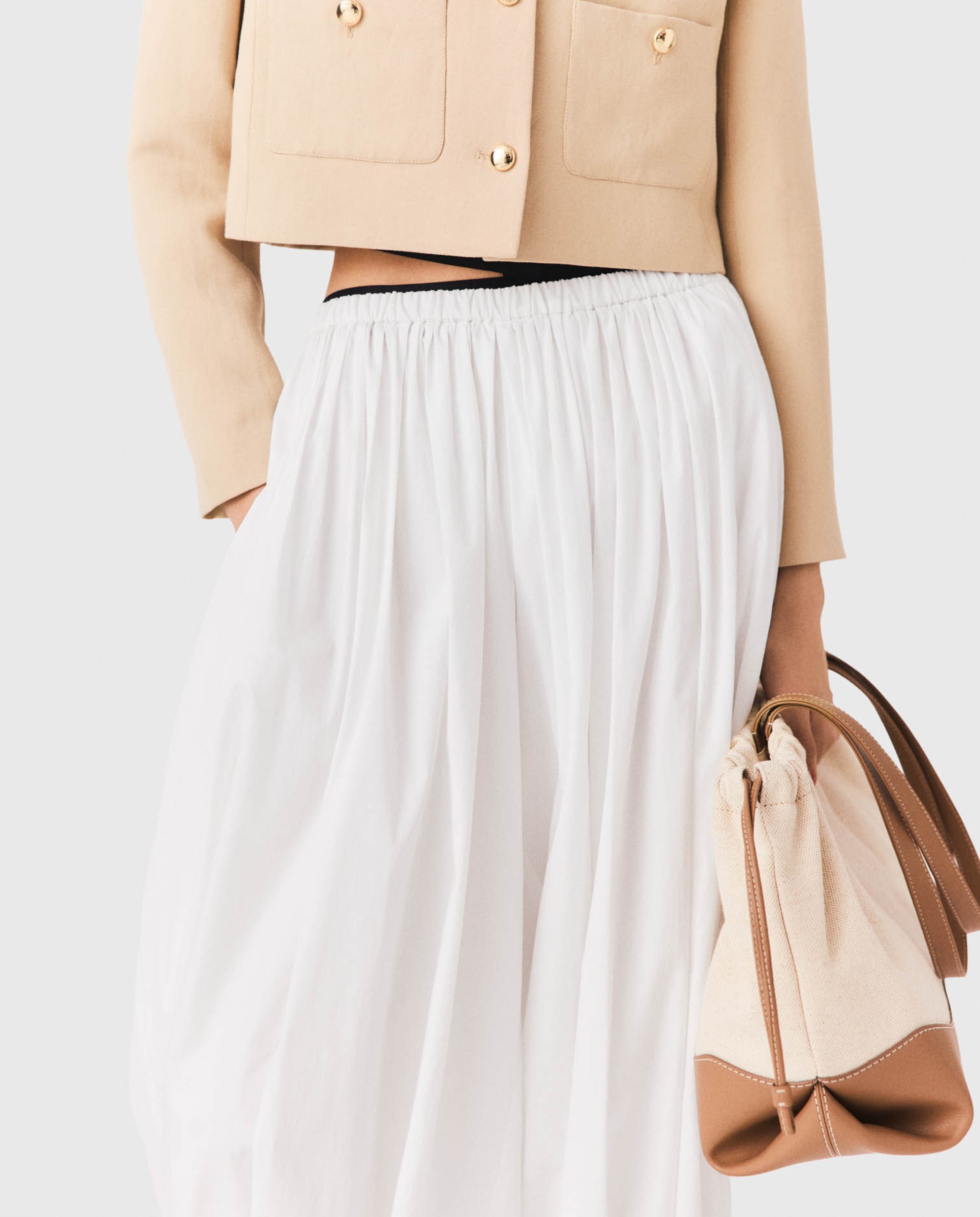 Pantalones jogger de mujer sarouel de algodón - Maje - Blanco Blanco-7
