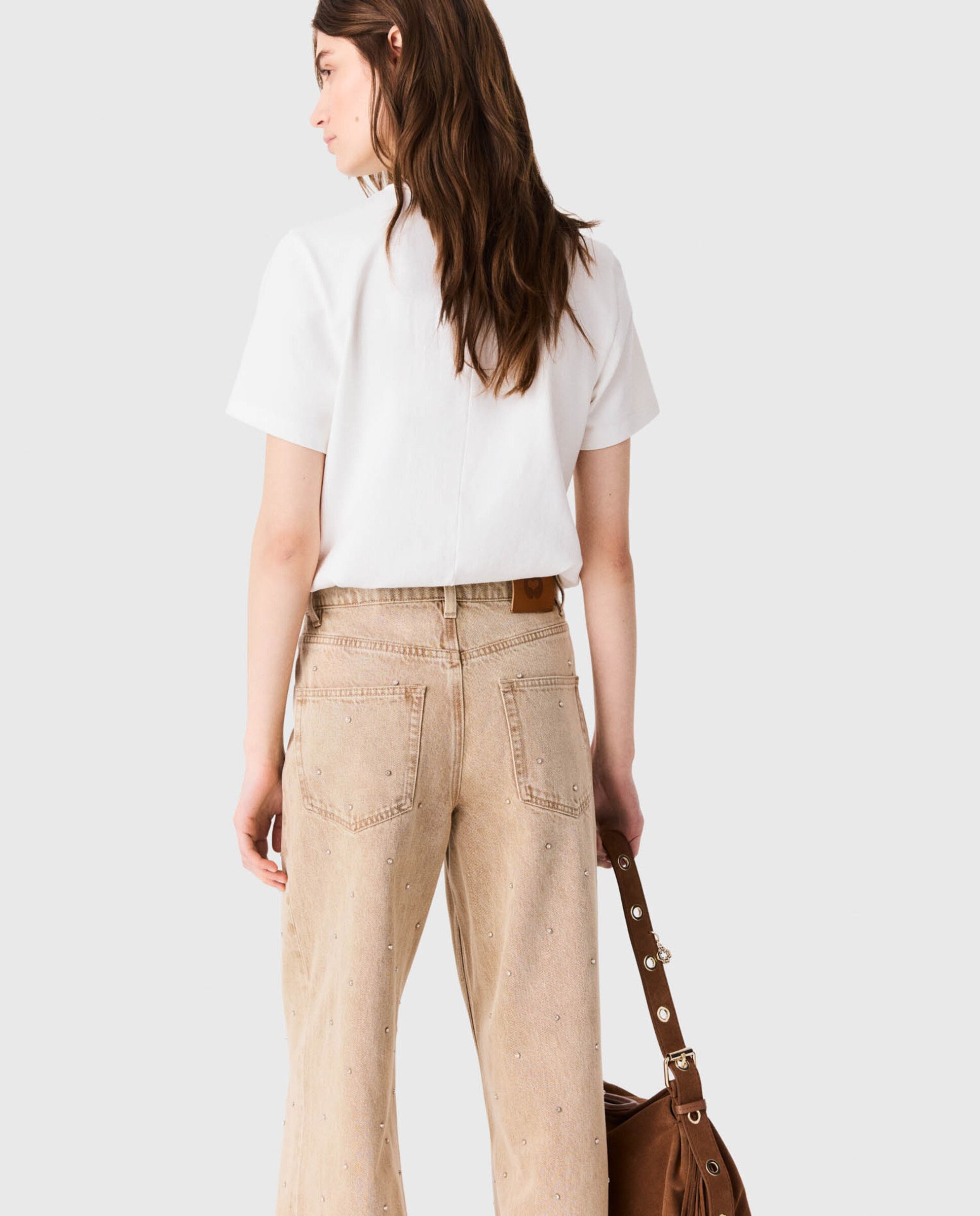Camiseta de mujer con cuello alto y cremallera trasera - Maje - Blanco Blanco-2