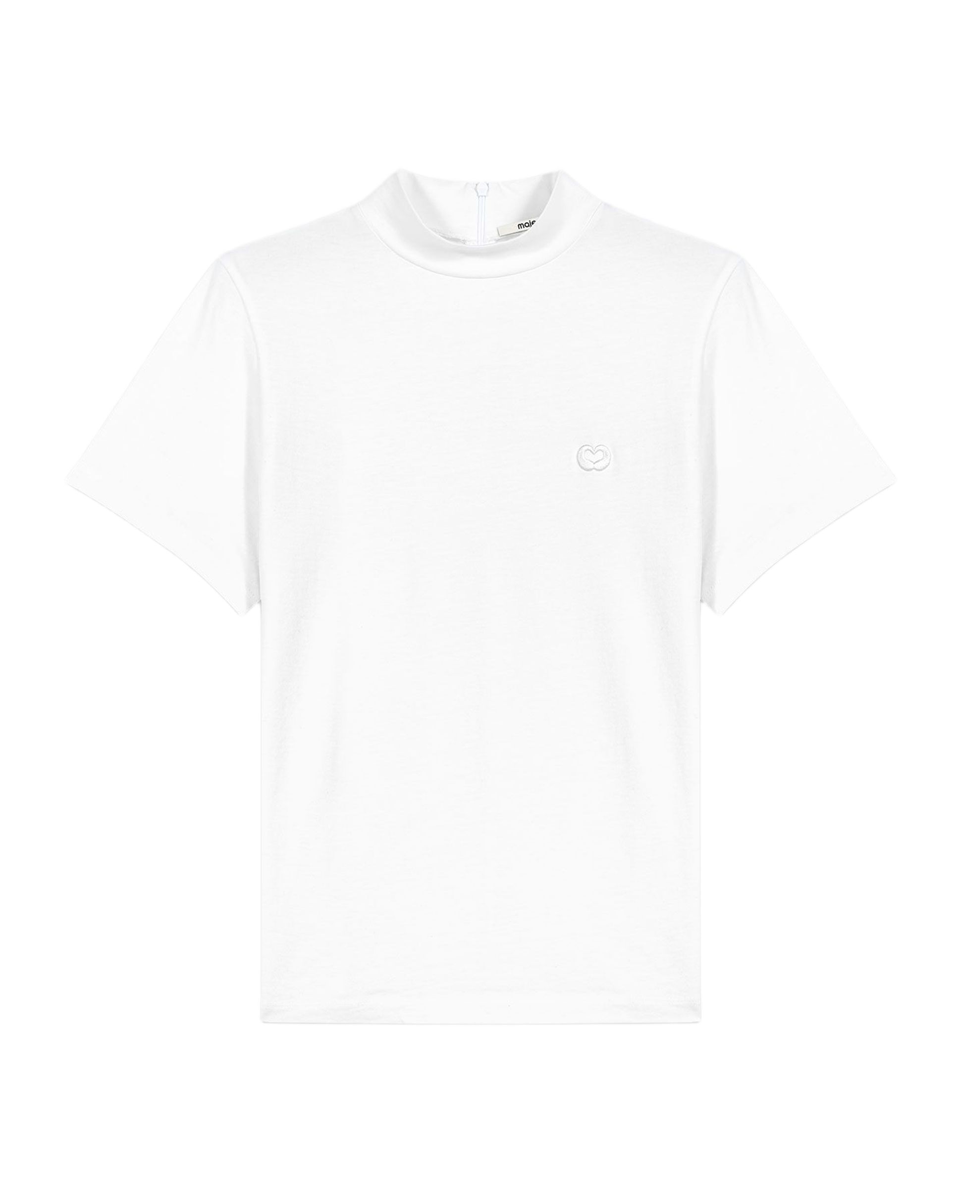 Camiseta de mujer con cuello alto y cremallera trasera - Maje - Blanco Blanco-8