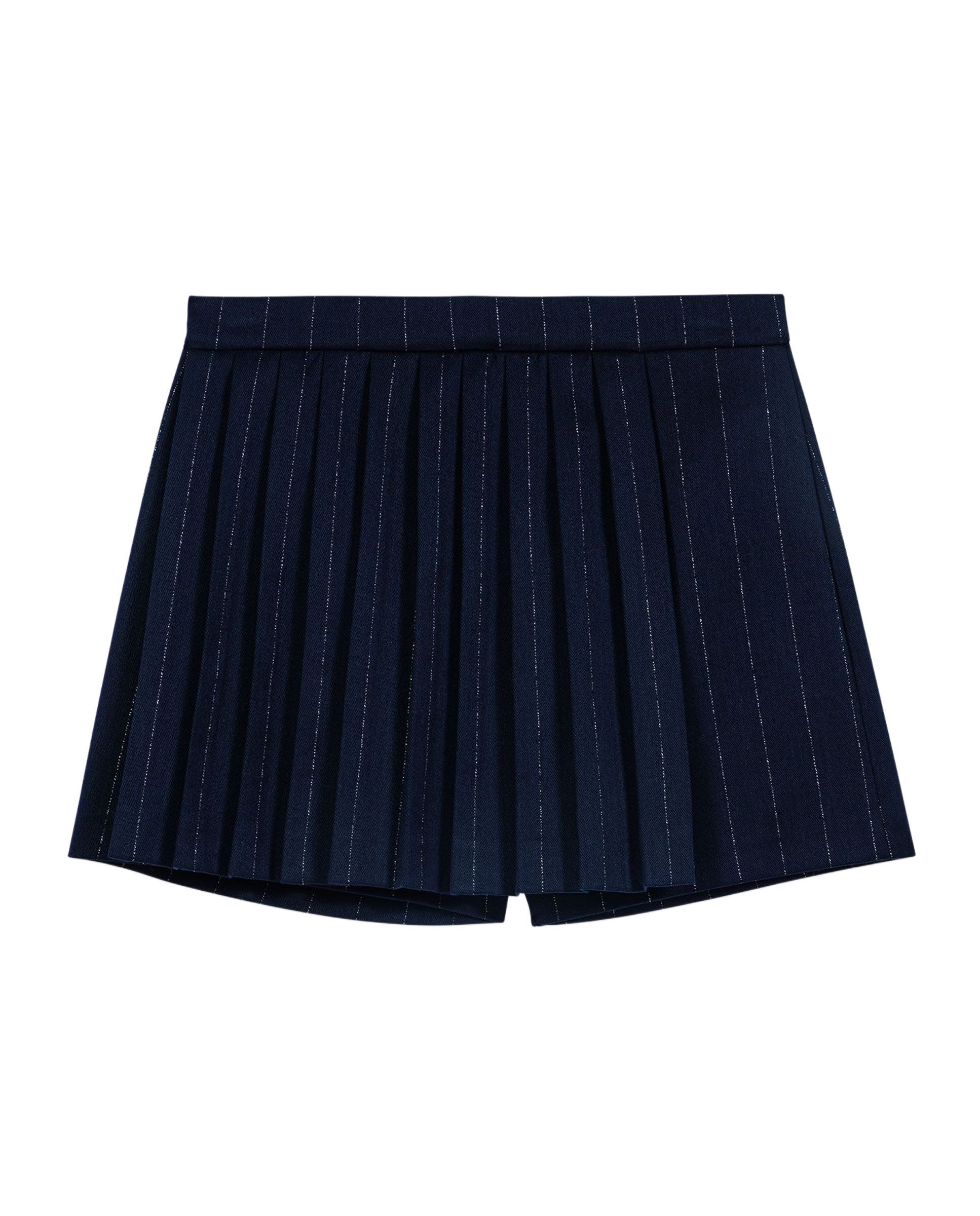 Pantalón corto de mujer sastre efecto falda con lúrex - Maje - Azul marino Azul marino-7