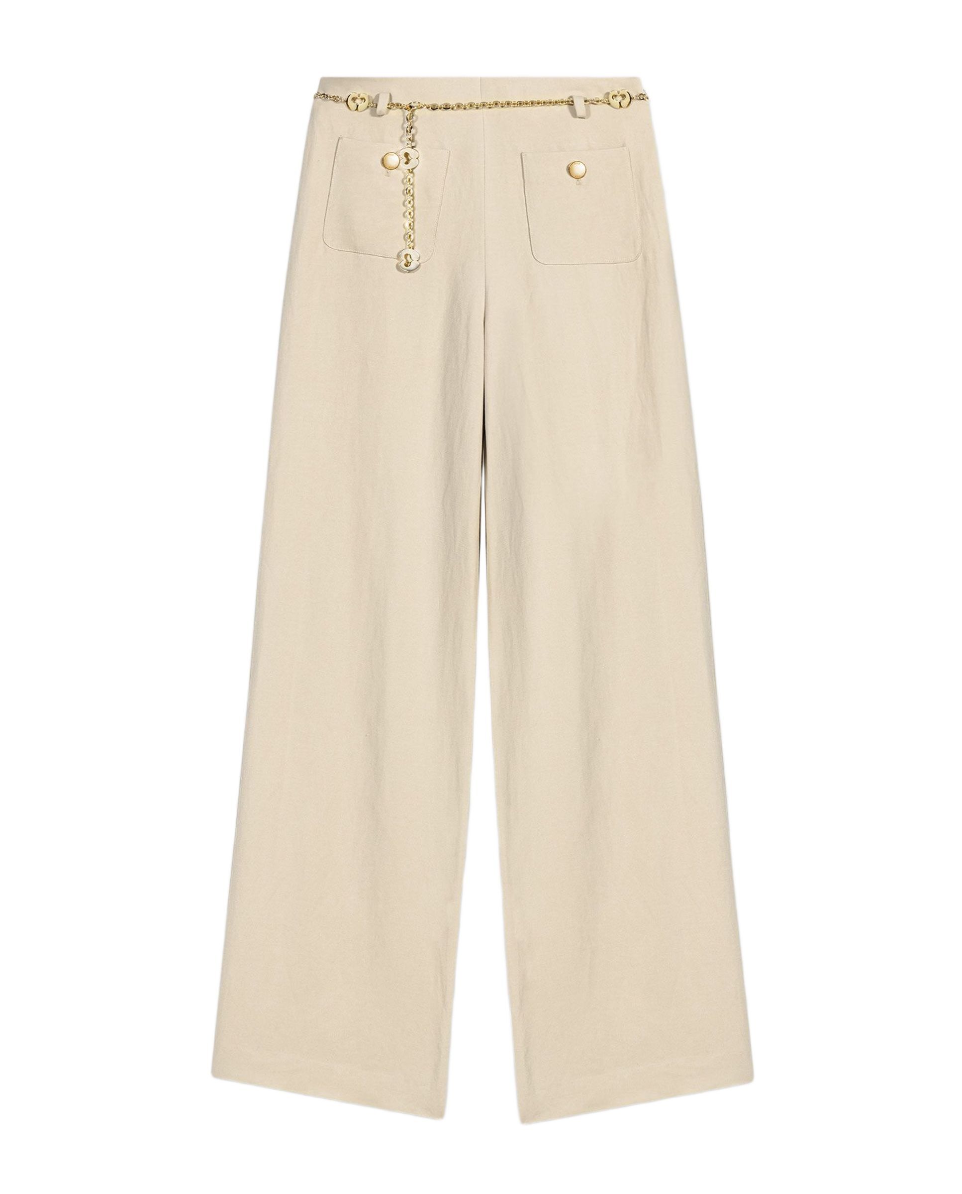 Pantalones anchos de mujer sastre con lino - Maje - Beige Beige-7