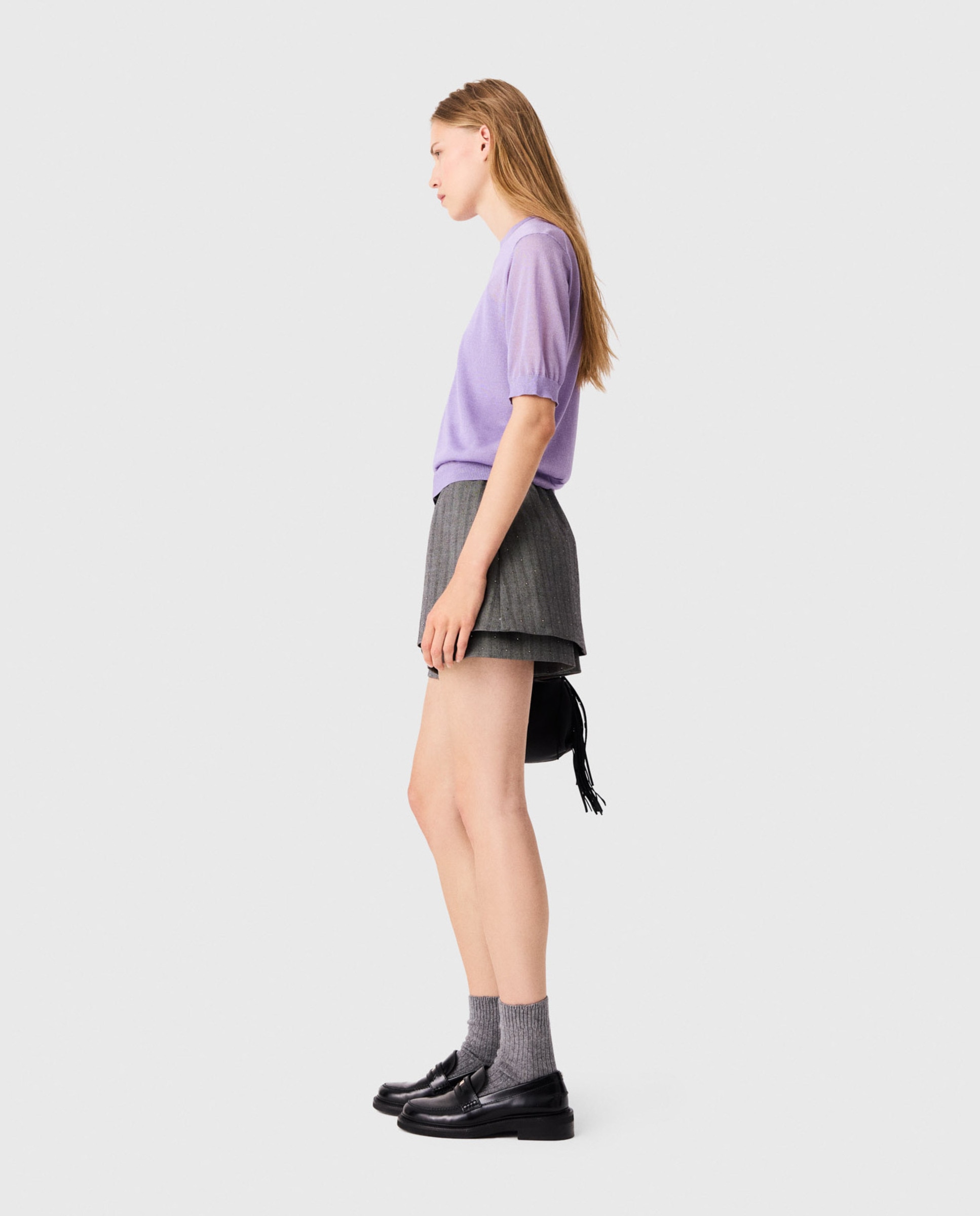 Jersey de mujer 2 en 1 de efecto transparente - Maje - Morado Morado-3