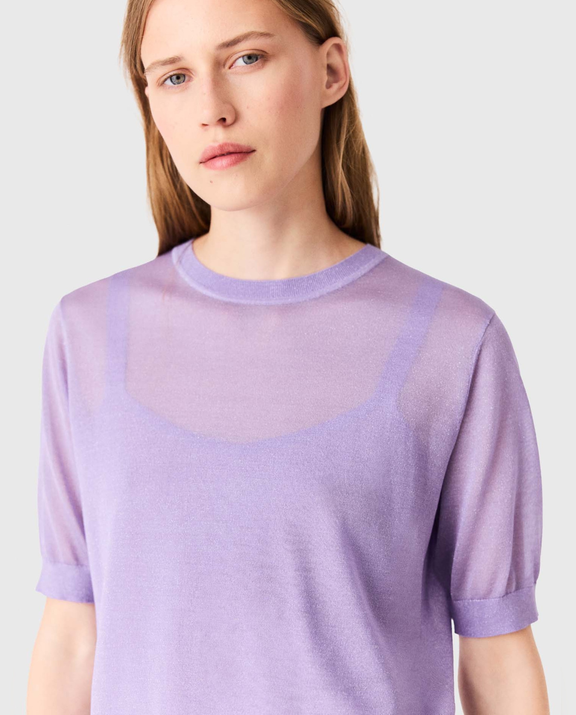Jersey de mujer 2 en 1 de efecto transparente - Maje - Morado Morado-7