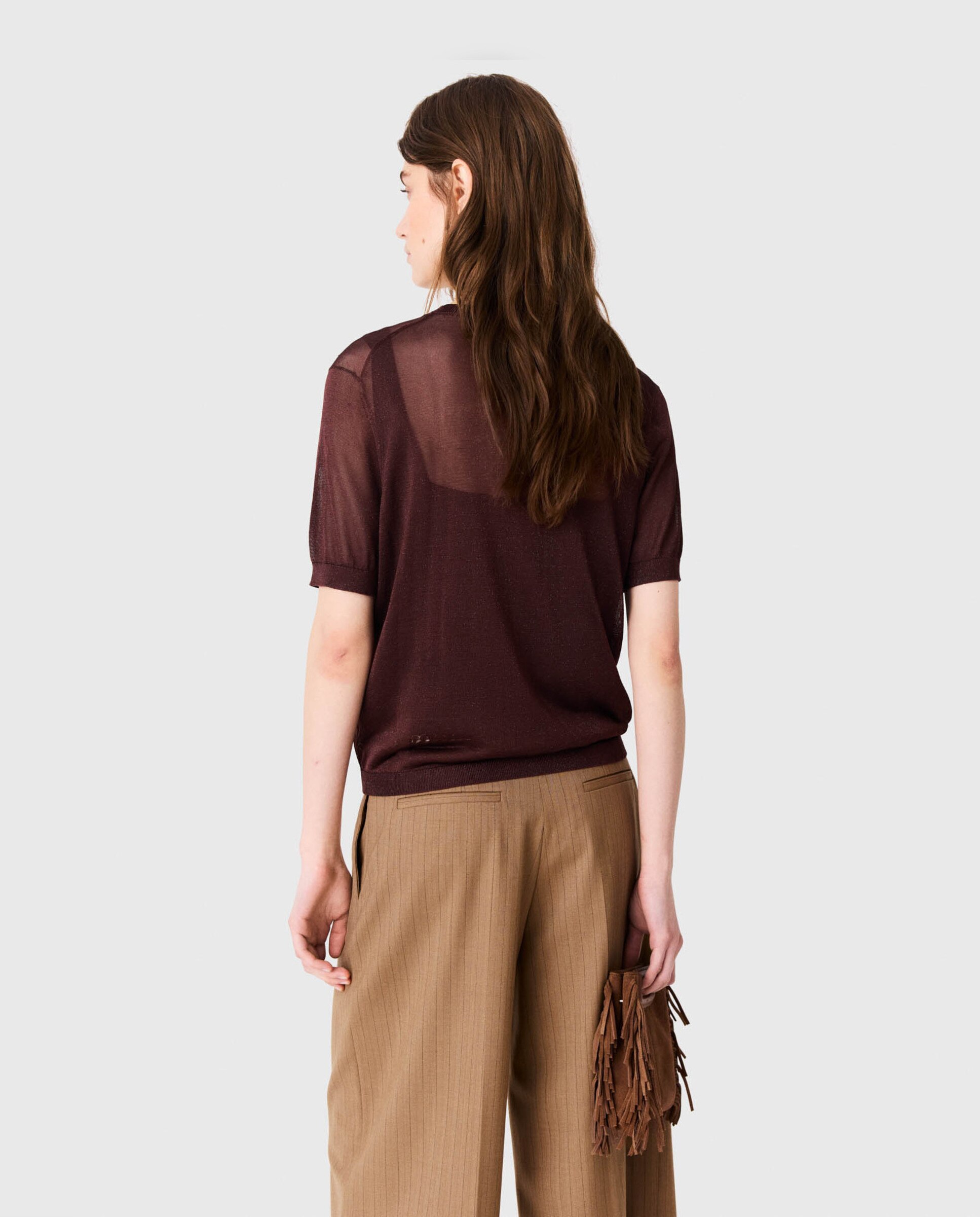 Jersey de mujer 2 en 1 de efecto transparente - Maje - Marrón Marrón-2