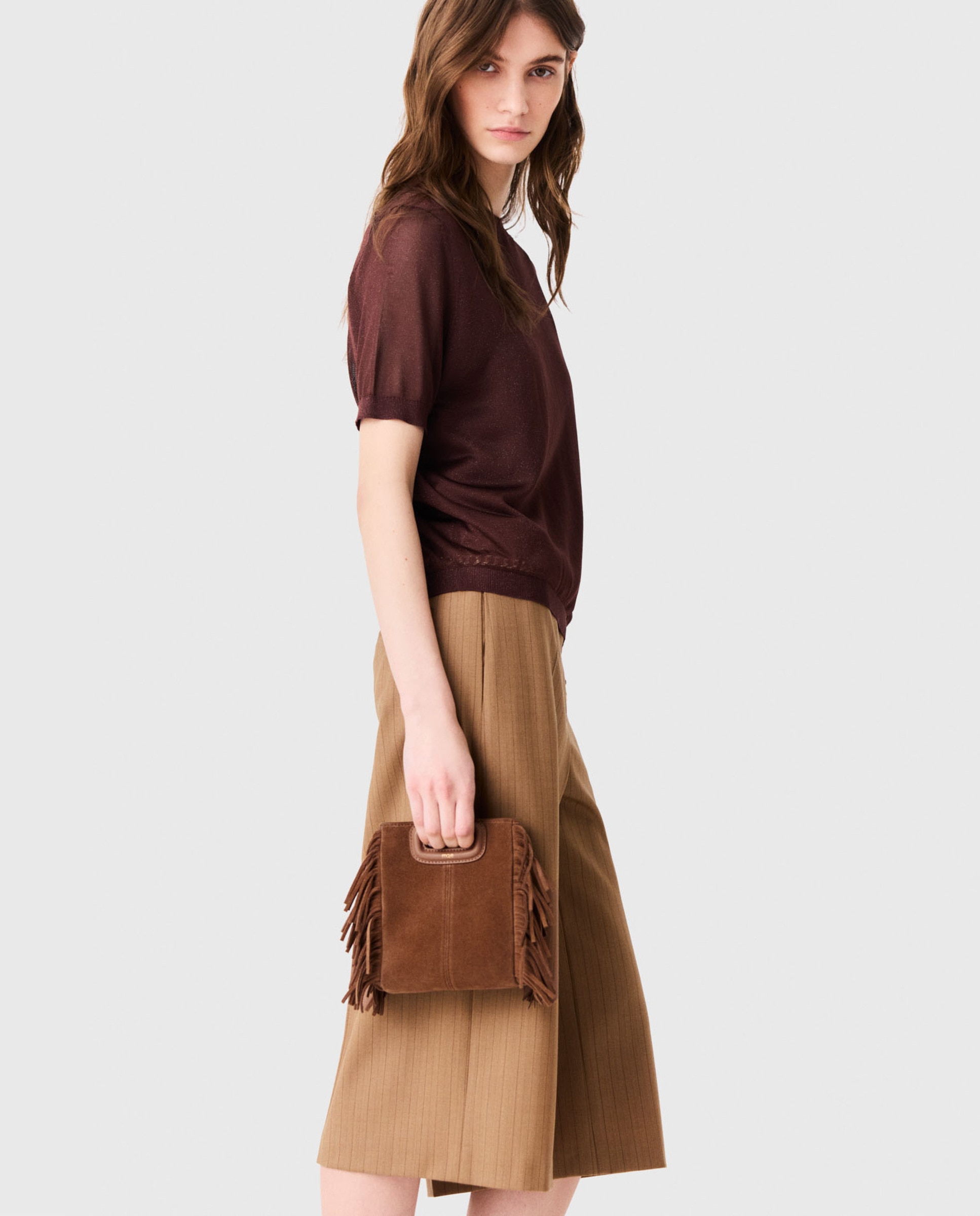 Jersey de mujer 2 en 1 de efecto transparente - Maje - Marrón Marrón-3