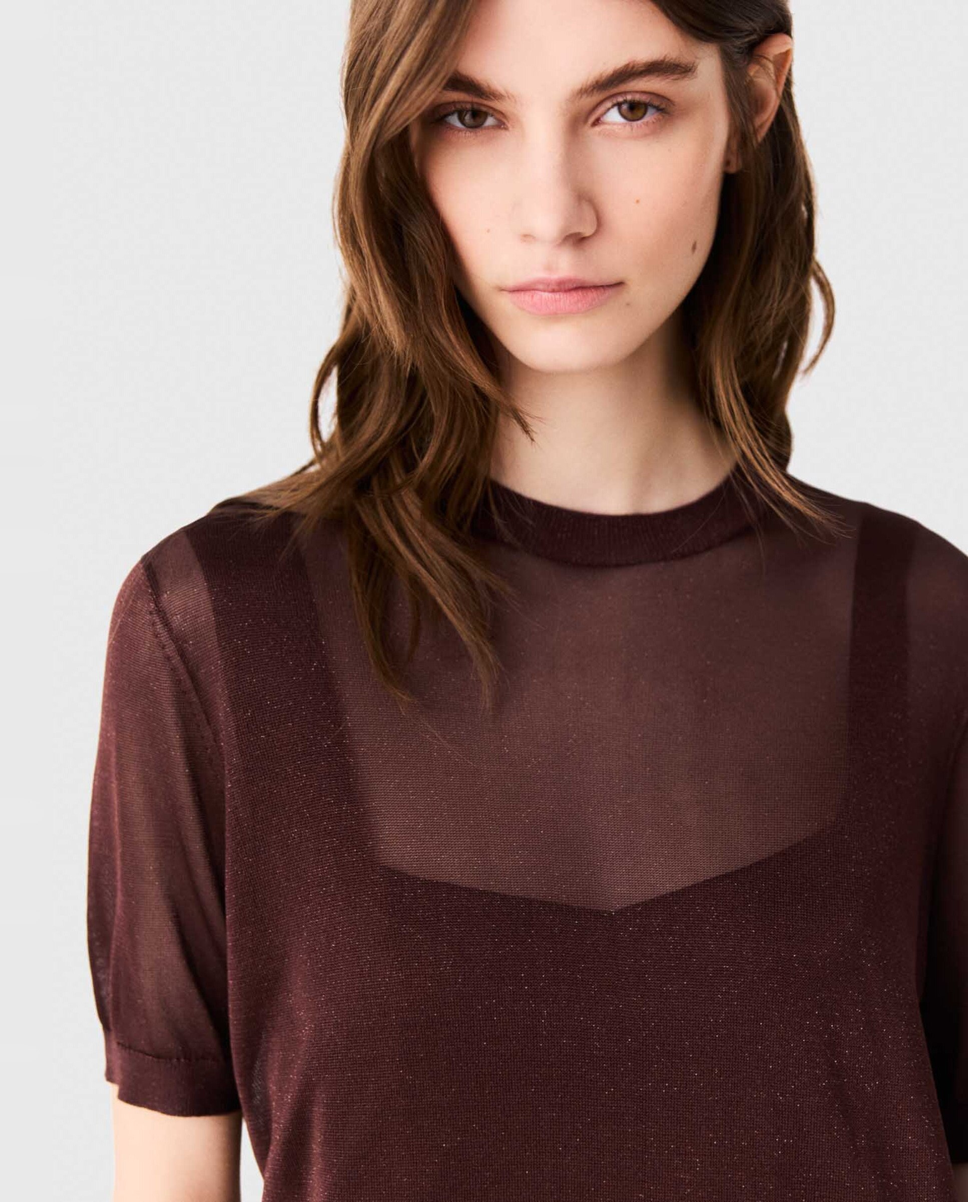 Jersey de mujer 2 en 1 de efecto transparente - Maje - Marrón Marrón-7
