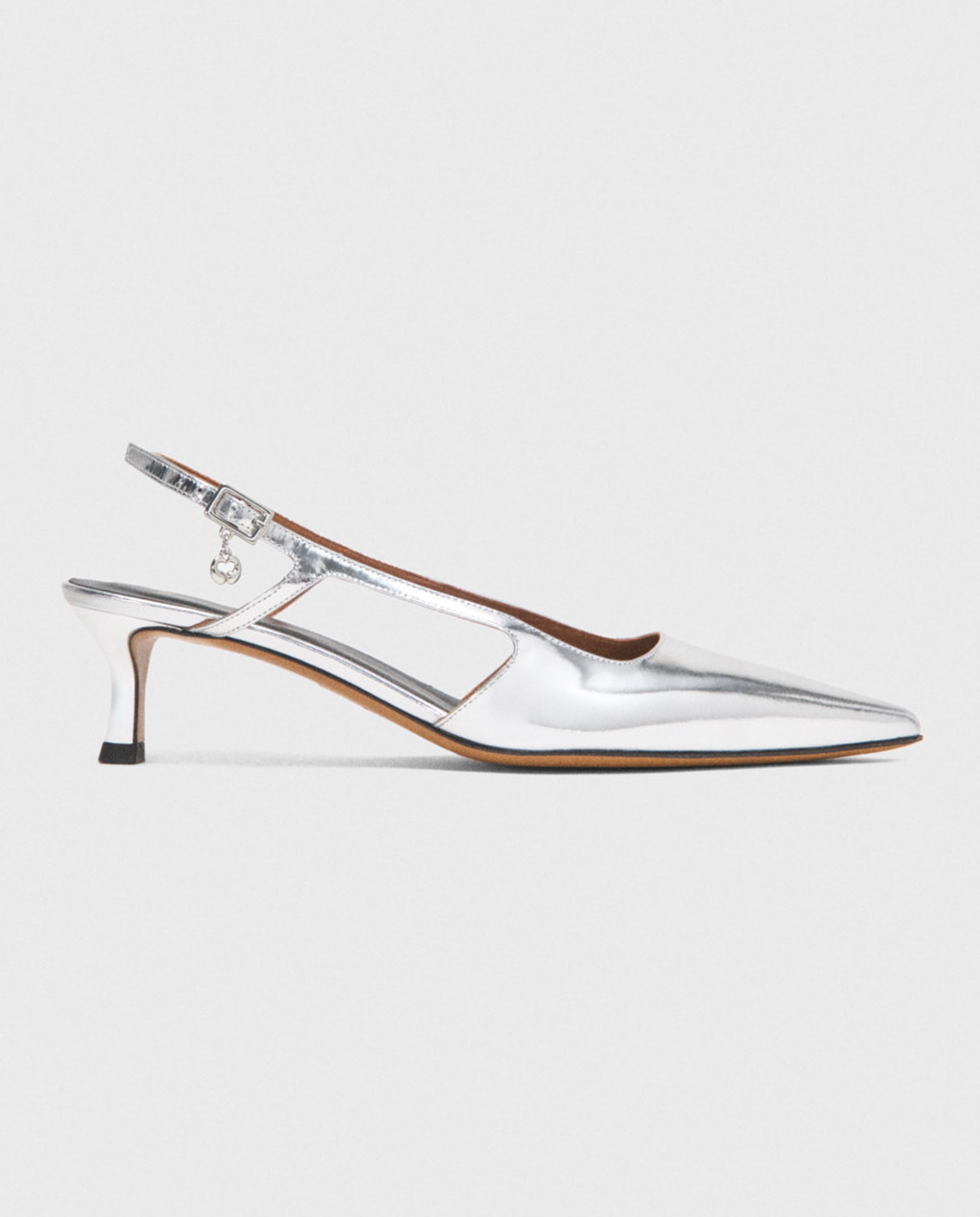 Zapatos de salón de mujer de piel plateada y tacón fino - Maje - Gris Gris-1