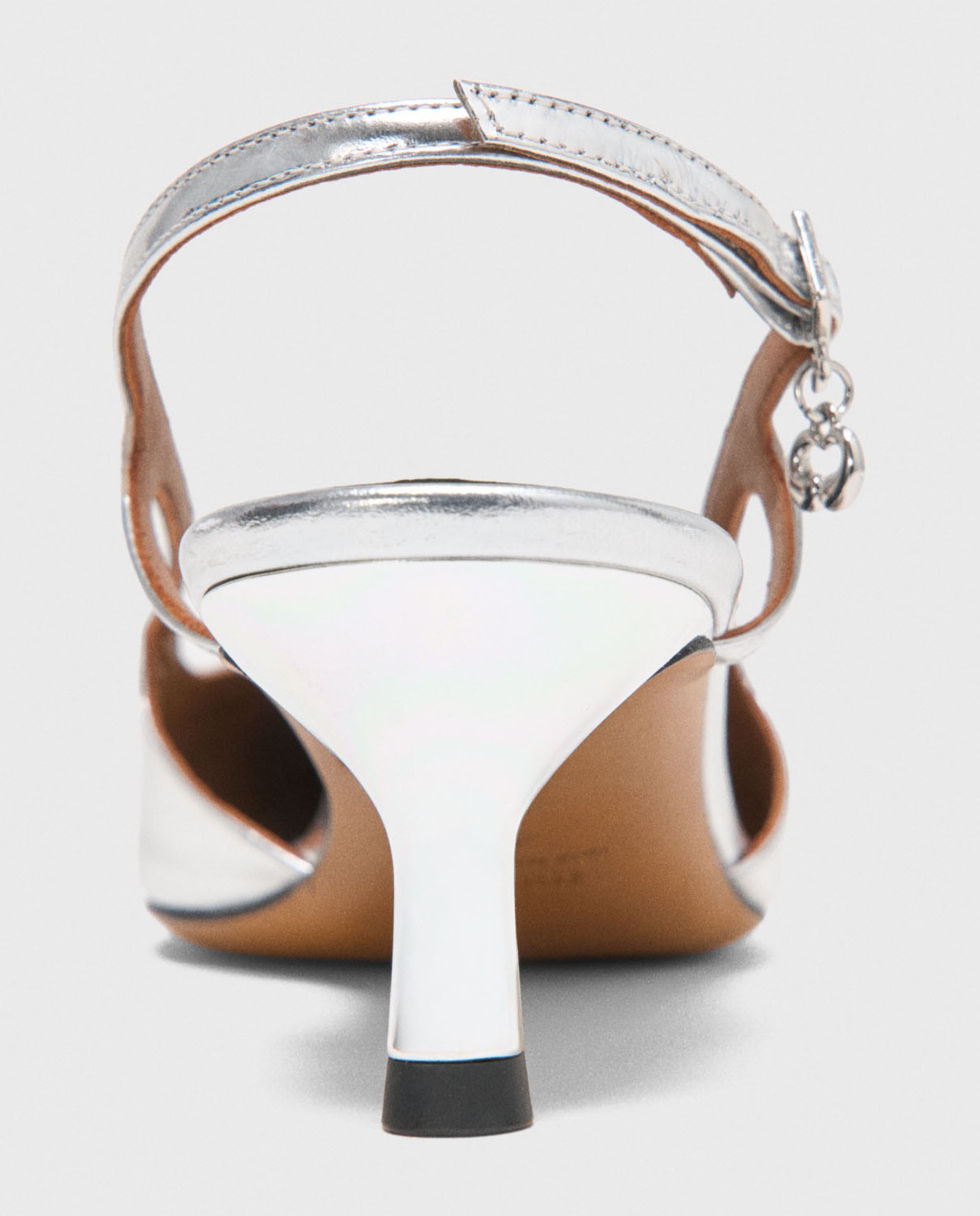 Zapatos de salón de mujer de piel plateada y tacón fino - Maje - Gris Gris-4