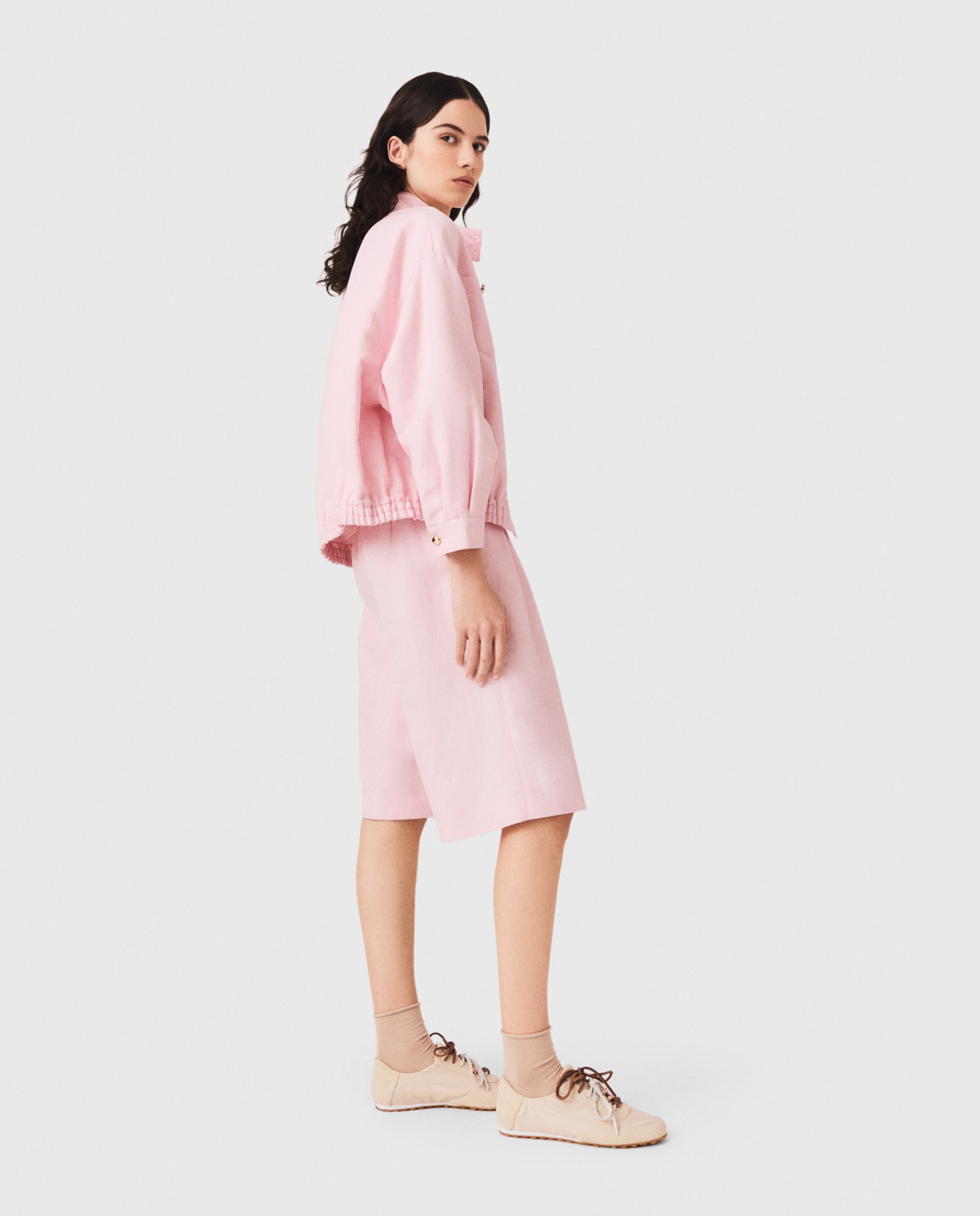 Cazadora bomber de mujer oversize mezcla de lino - Maje - Rosa Rosa-3