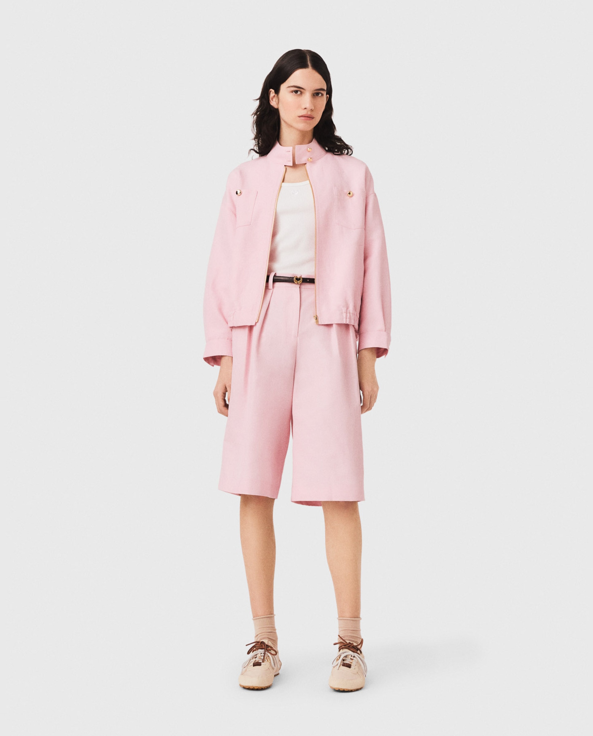 Cazadora bomber de mujer oversize mezcla de lino - Maje - Rosa Rosa-4