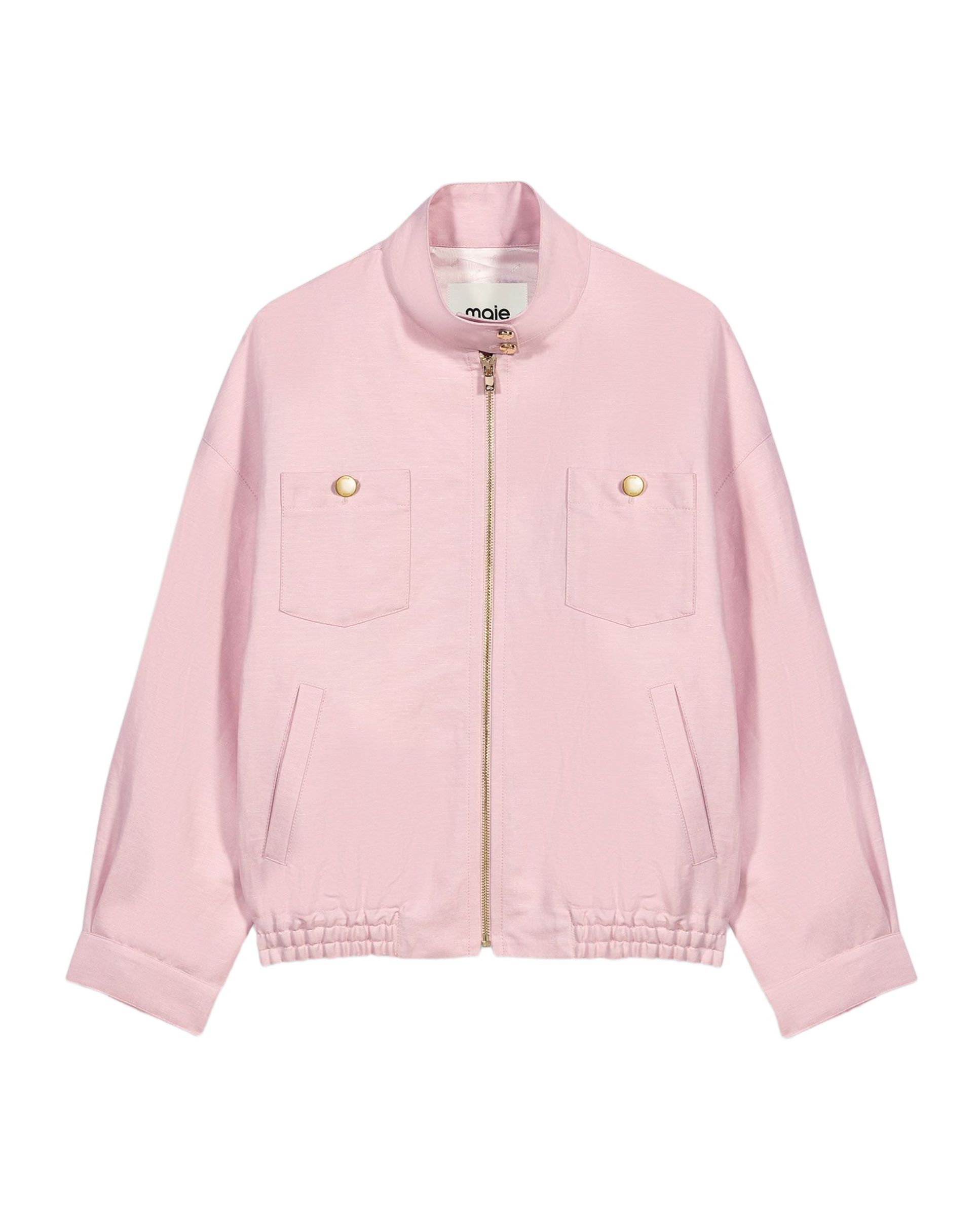 Cazadora bomber de mujer oversize mezcla de lino - Maje - Rosa Rosa-8