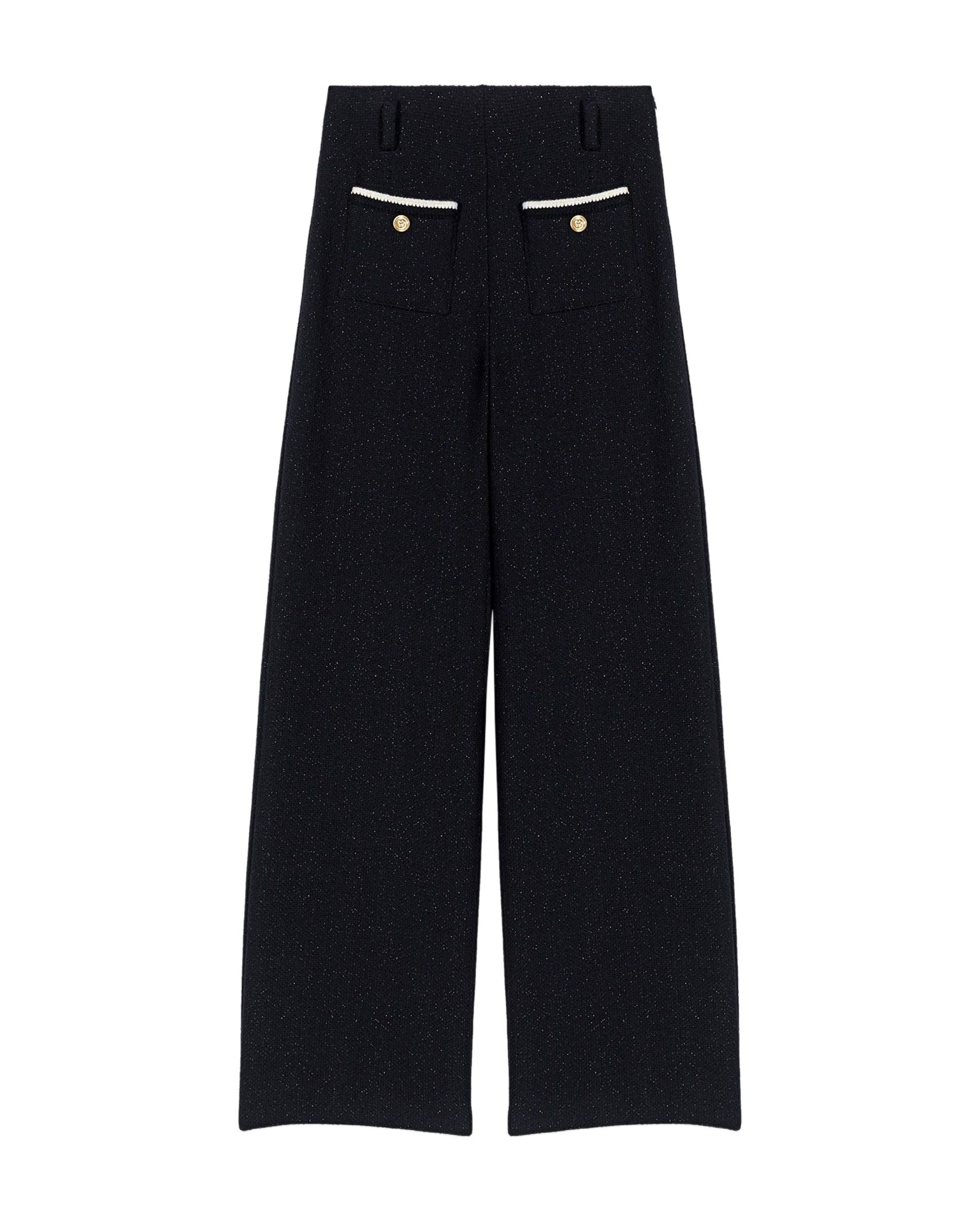 Pantalones anchos de mujer de talle alto y tweed lúrex - Maje - Negro Negro-8