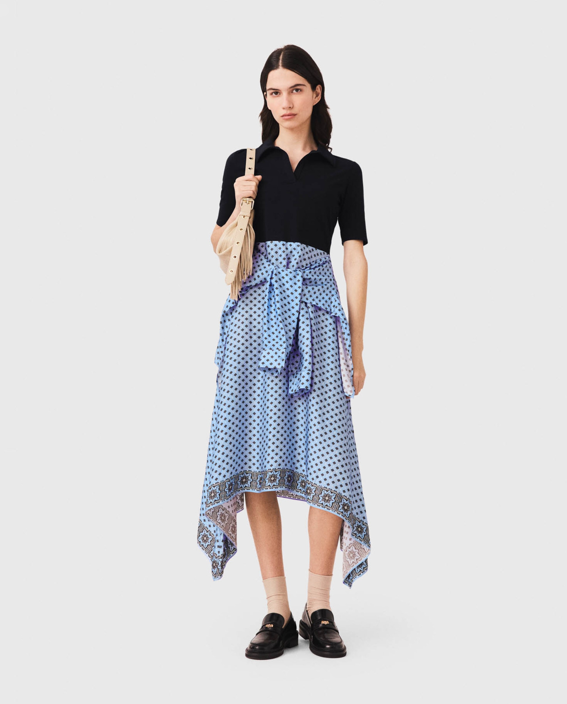 Vestido midi trampantojo estampado - Maje - Azul claro Azul claro-1