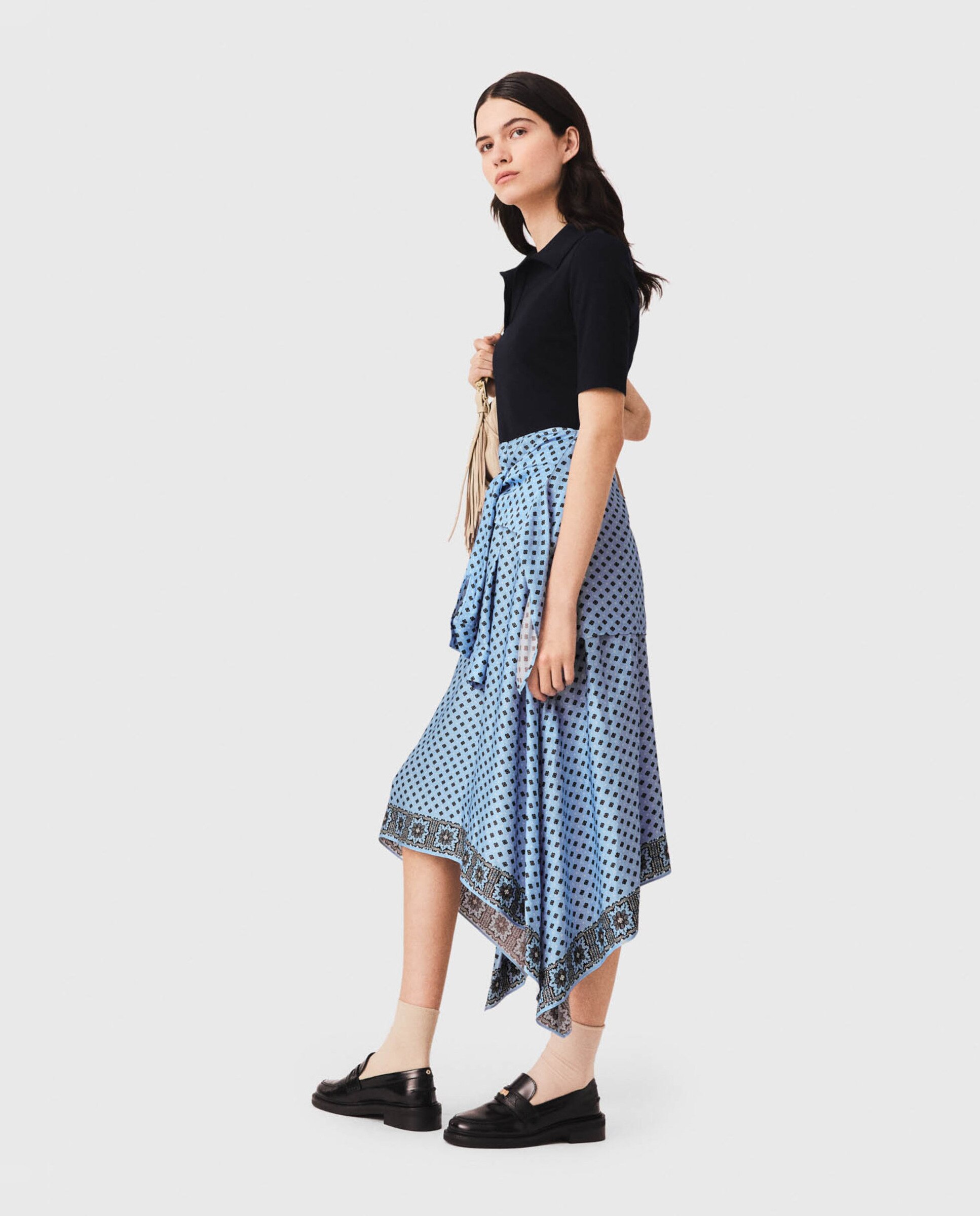 Vestido midi trampantojo estampado - Maje - Azul claro Azul claro-2