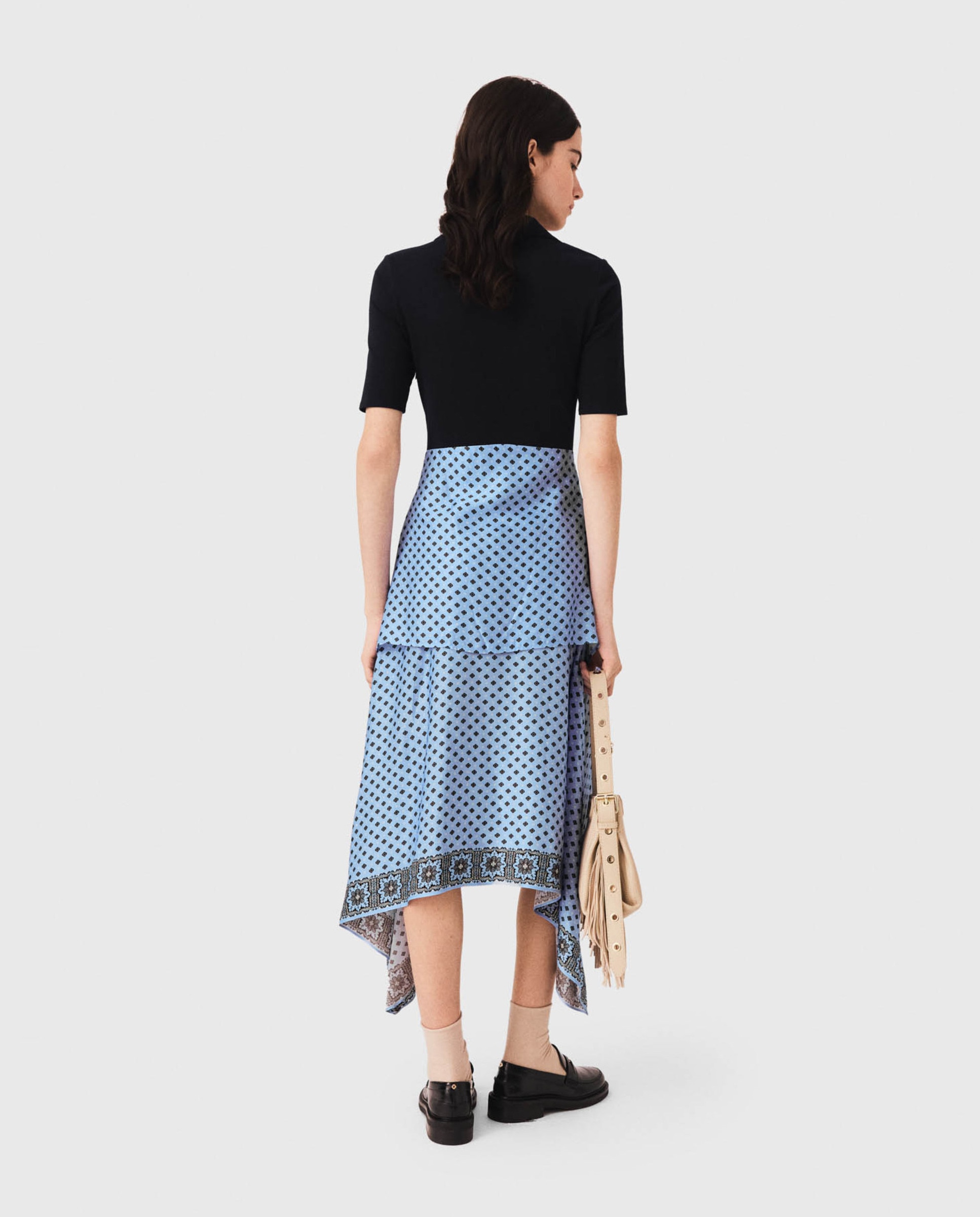 Vestido midi trampantojo estampado - Maje - Azul claro Azul claro-3