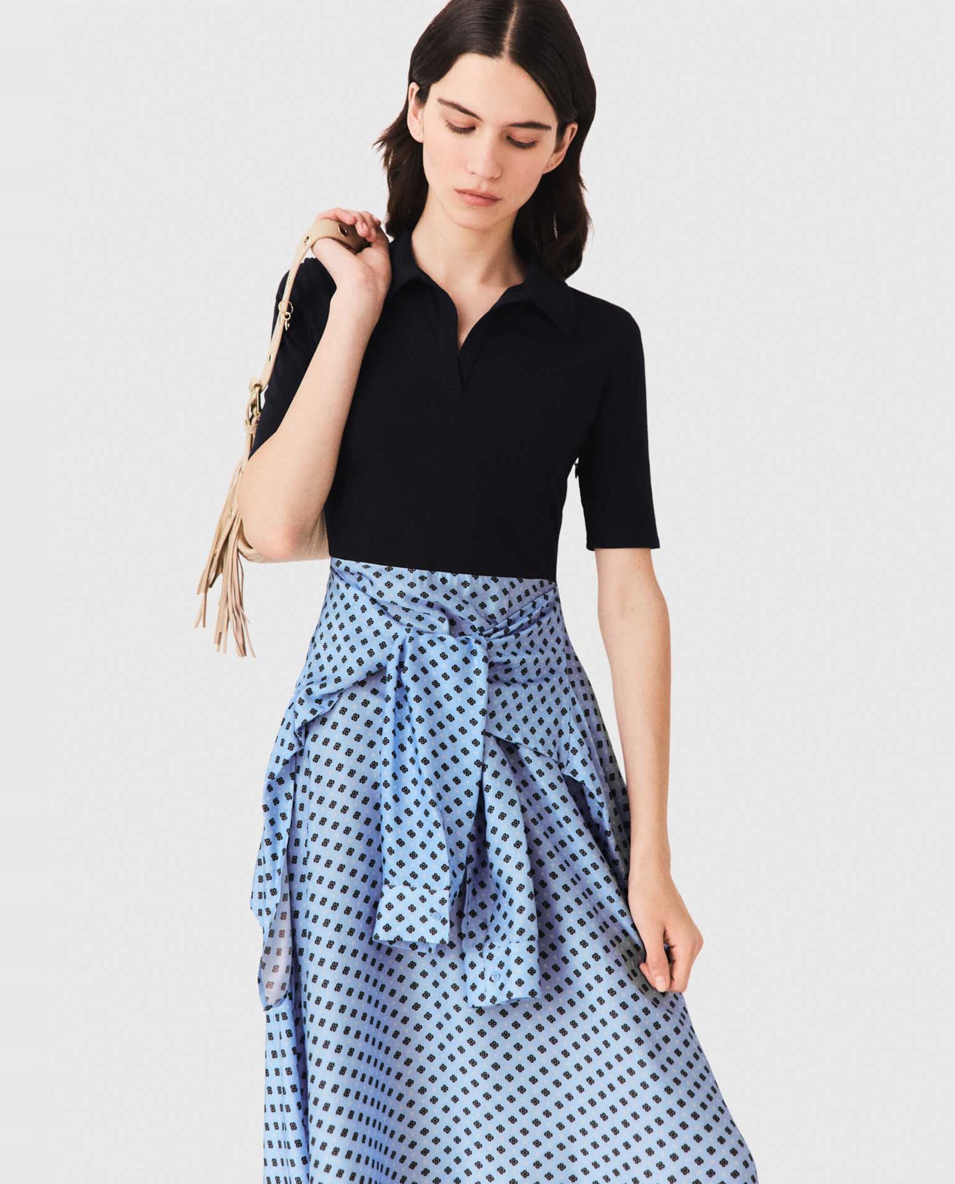 Vestido midi trampantojo estampado - Maje - Azul claro Azul claro-4