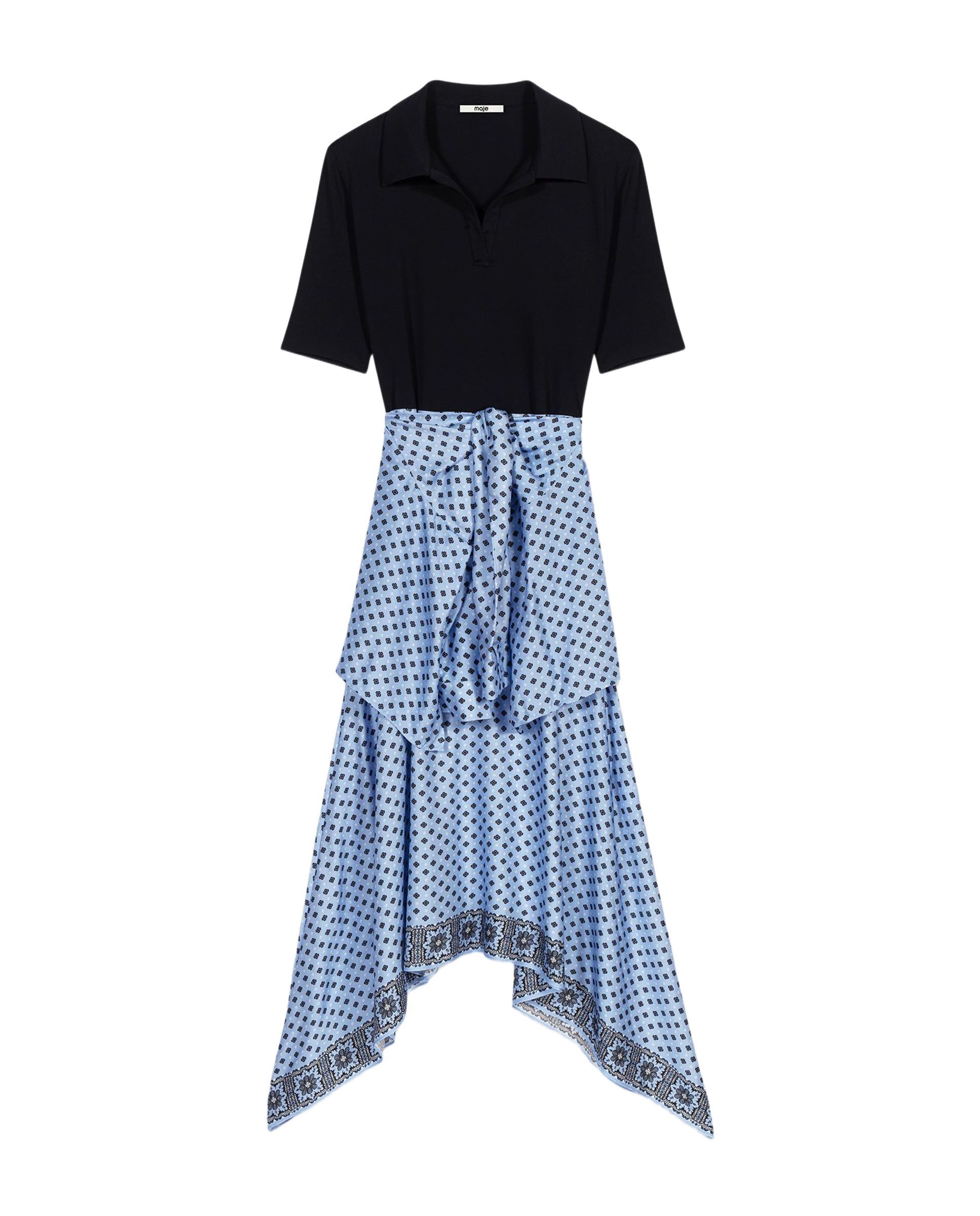 Vestido midi trampantojo estampado - Maje - Azul claro Azul claro-6