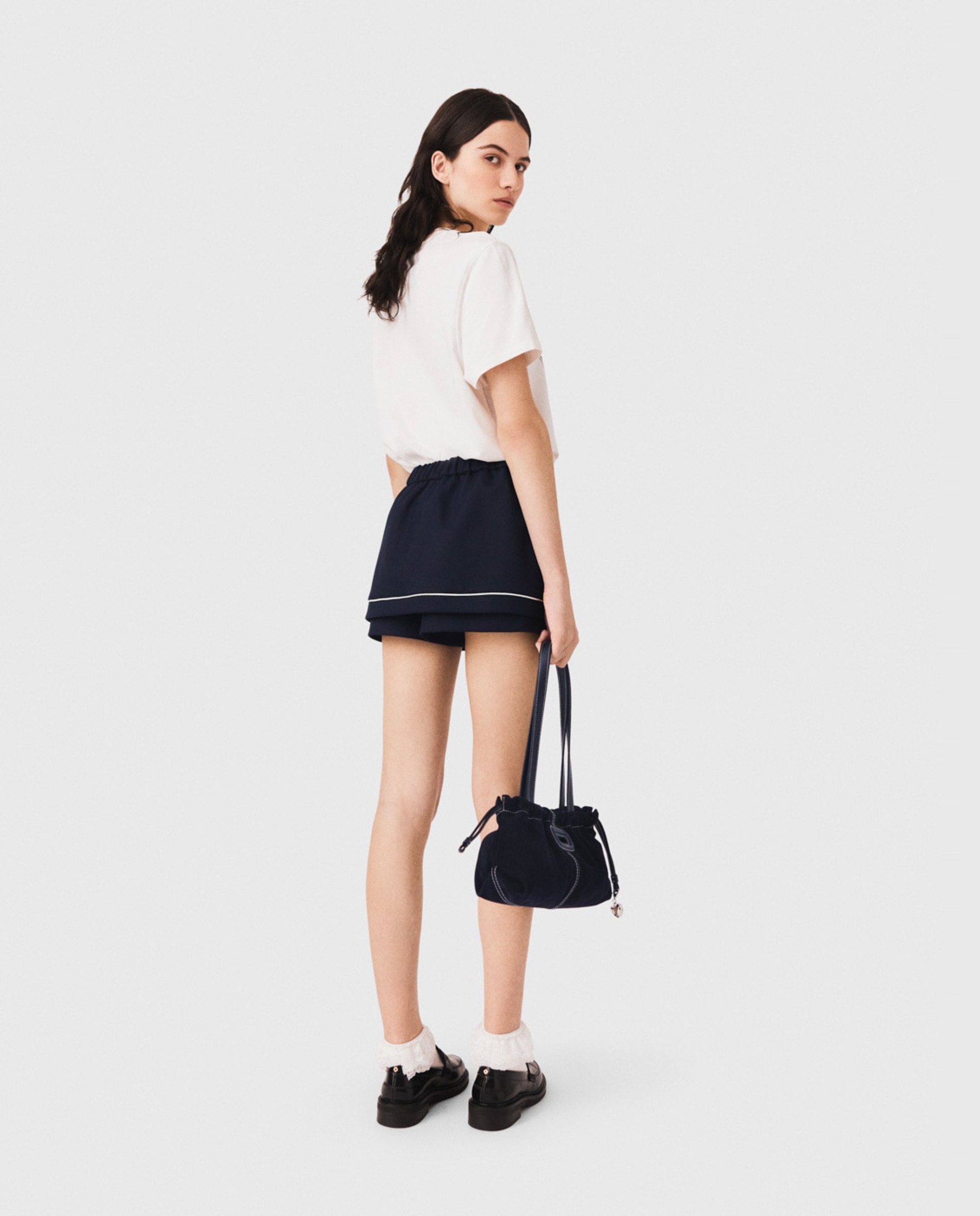 Pantalón corto de mujer sastre con ilusión de minifalda - Maje - Azul marino Azul marino-3