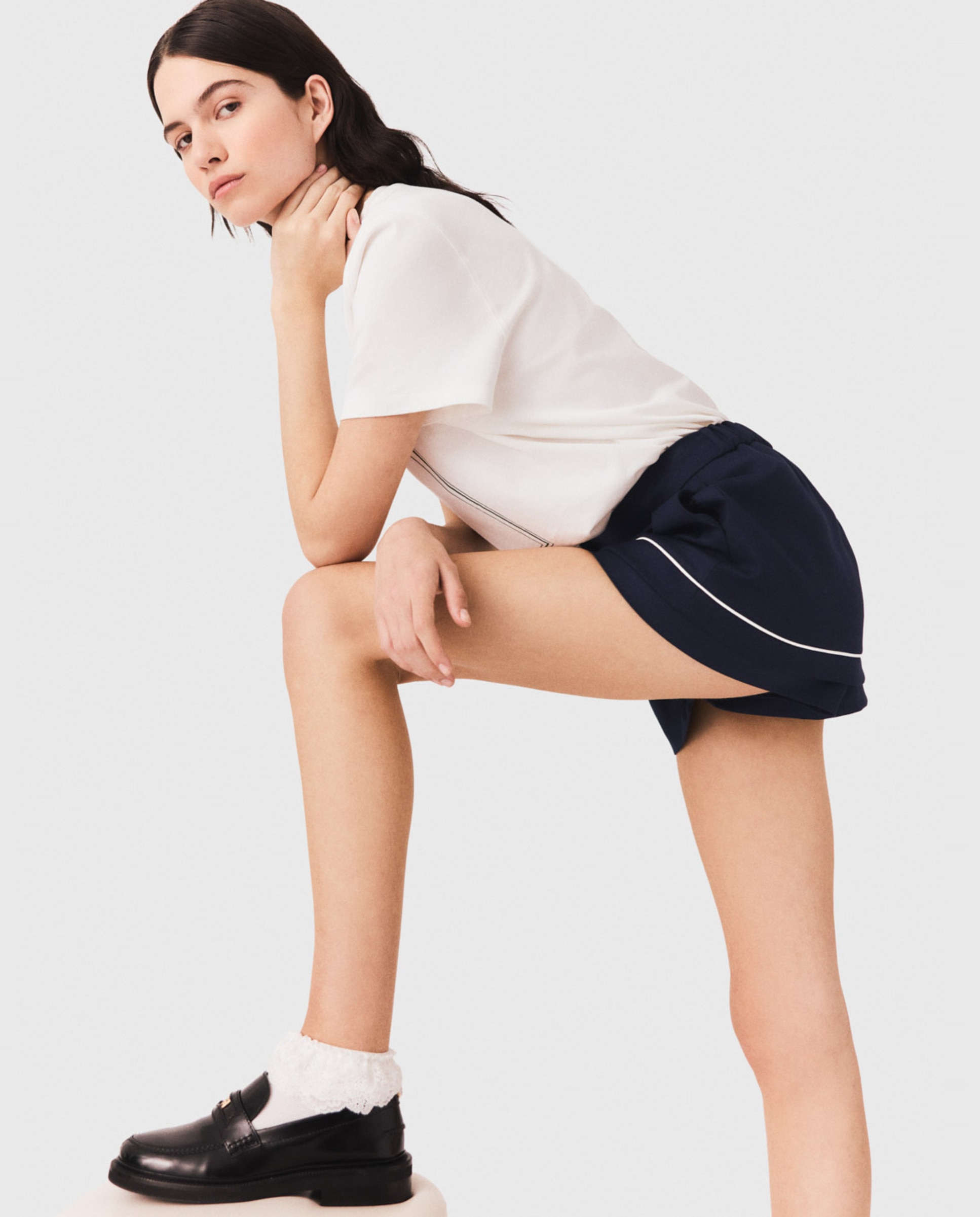 Pantalón corto de mujer sastre con ilusión de minifalda - Maje - Azul marino Azul marino-6