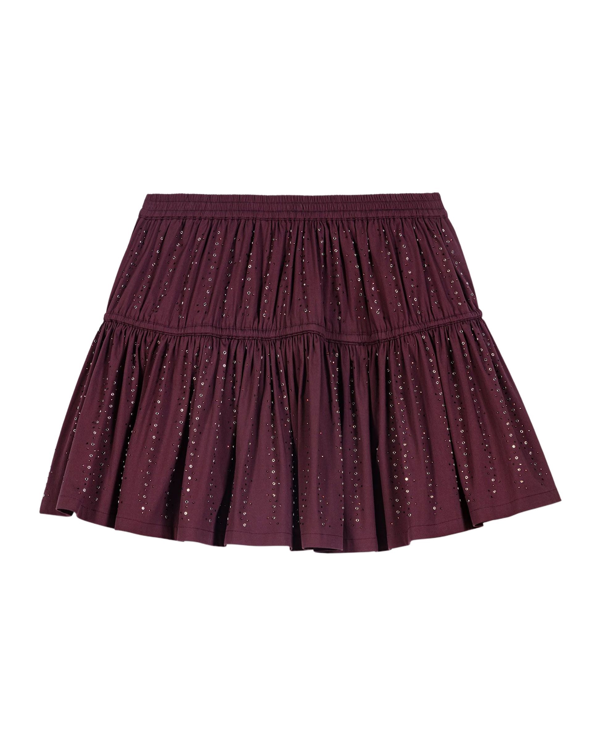 Falda corta acampanada de algodón con strass y volantes - Maje - Rojo Rojo-7