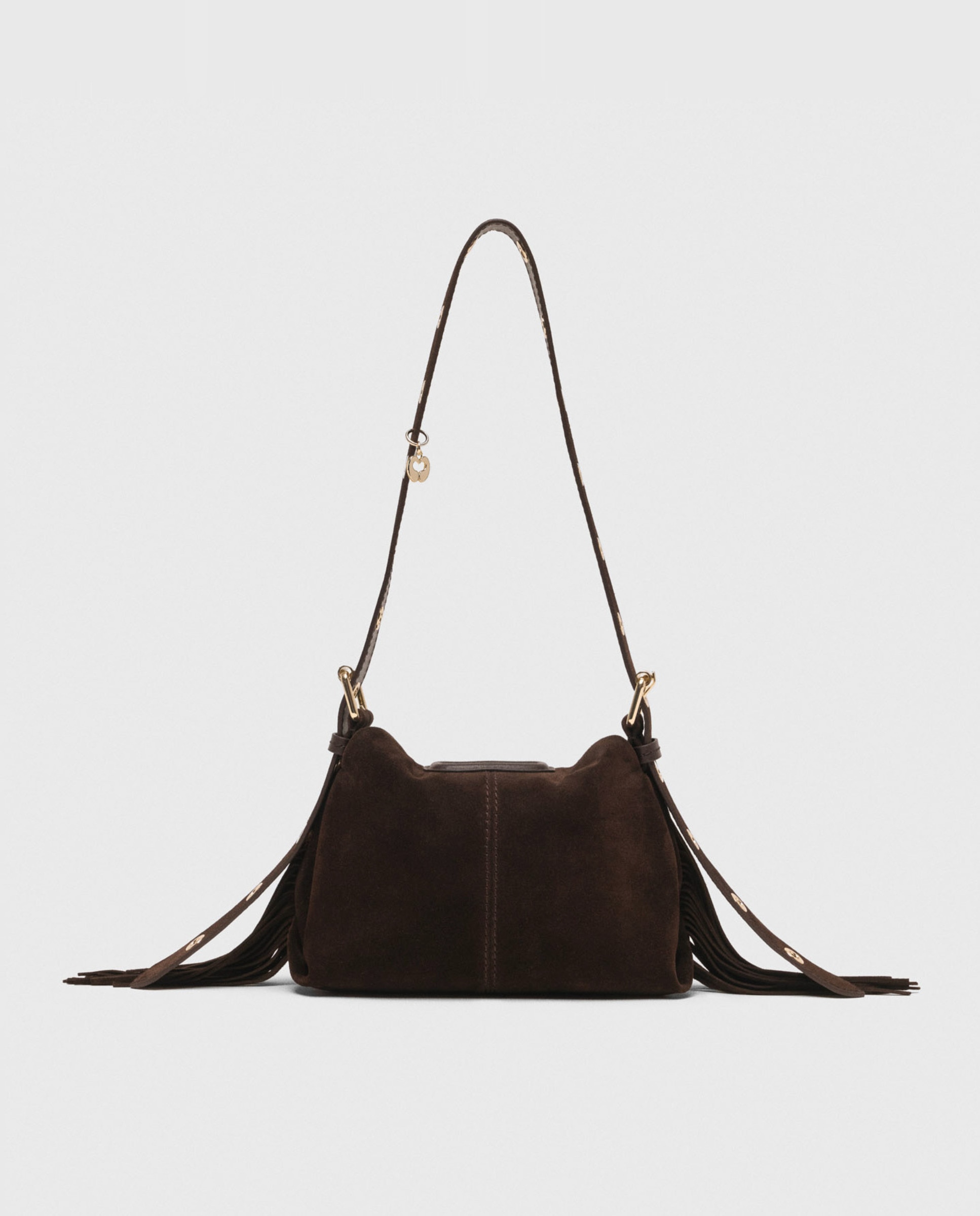 Bolso mini de ante con solapa multiposición - Maje - Marrón oscuro Marrón oscuro-4