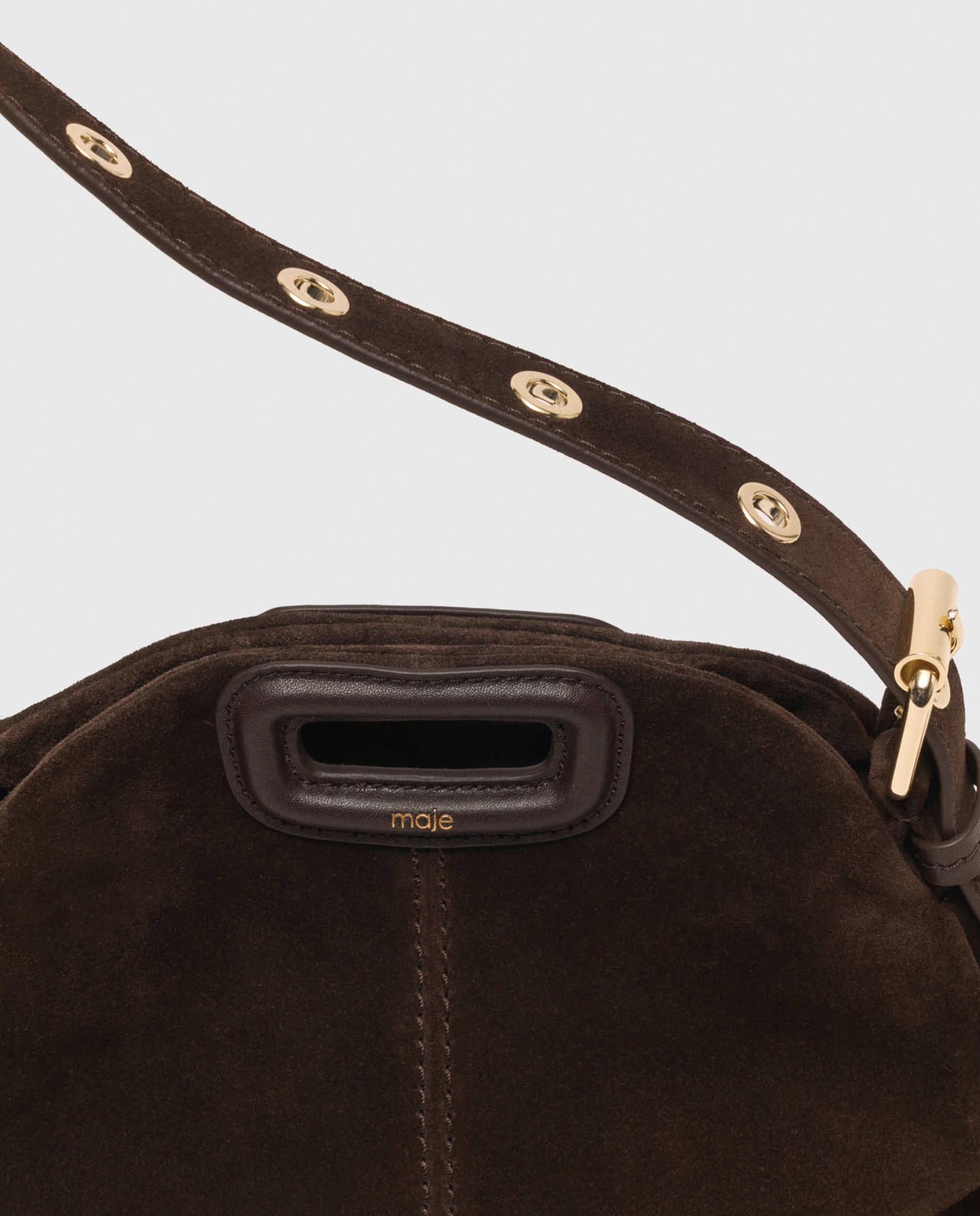 Bolso mini de ante con solapa multiposición - Maje - Marrón oscuro Marrón oscuro-7