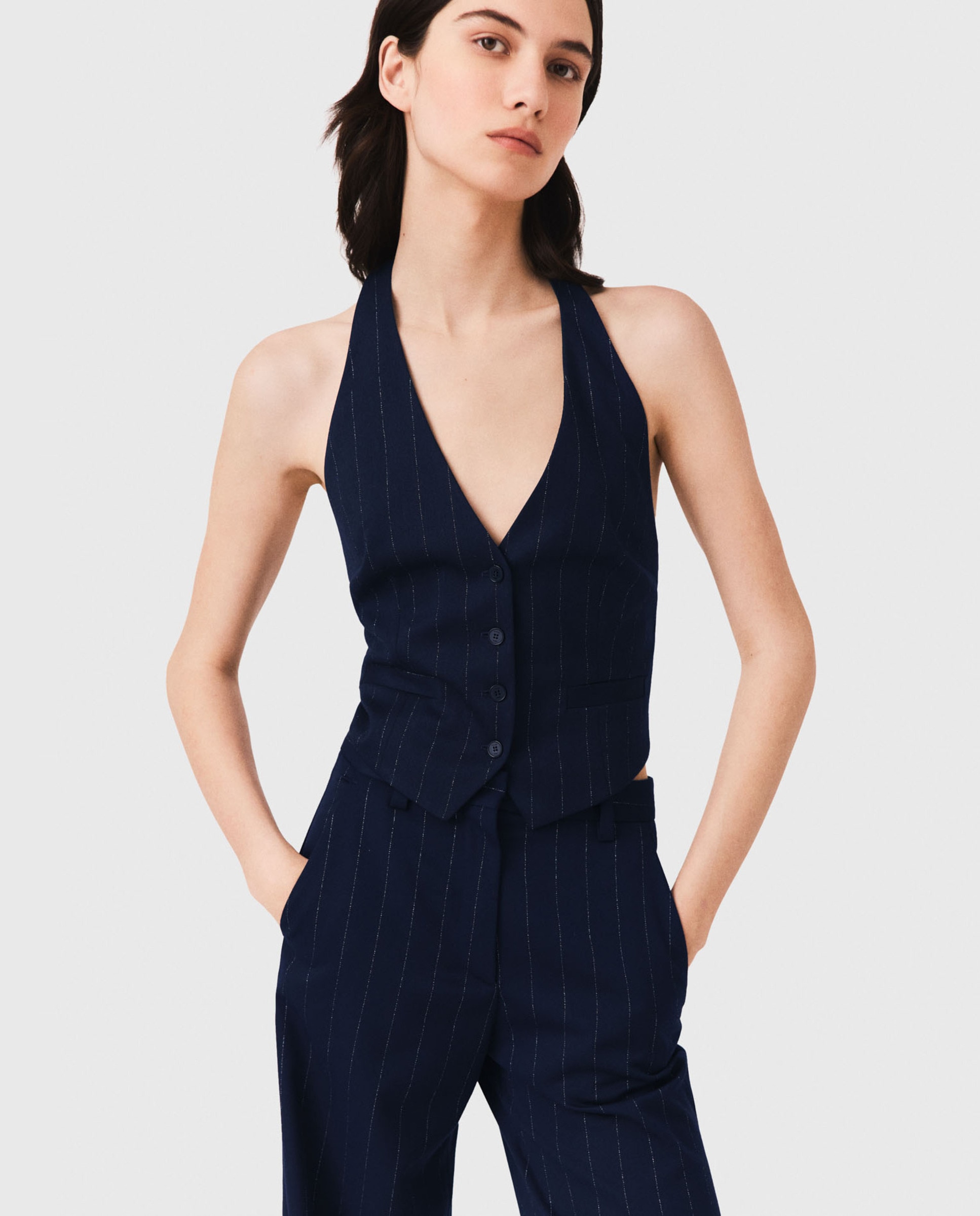 Top de mujer sastre de espalda descubierta - Maje - Azul marino Azul marino-1