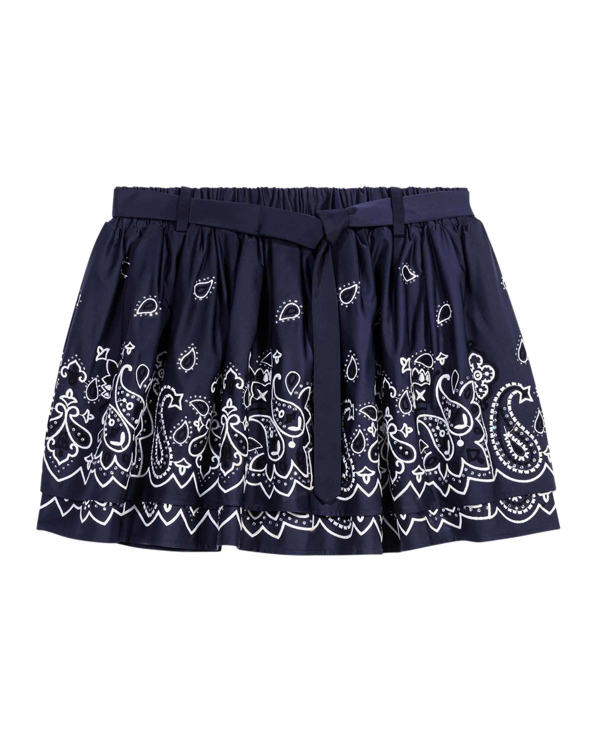 Falda corta acampanada con volantes y bordados de perlas y strass - Maje - Azul marino Azul marino-7