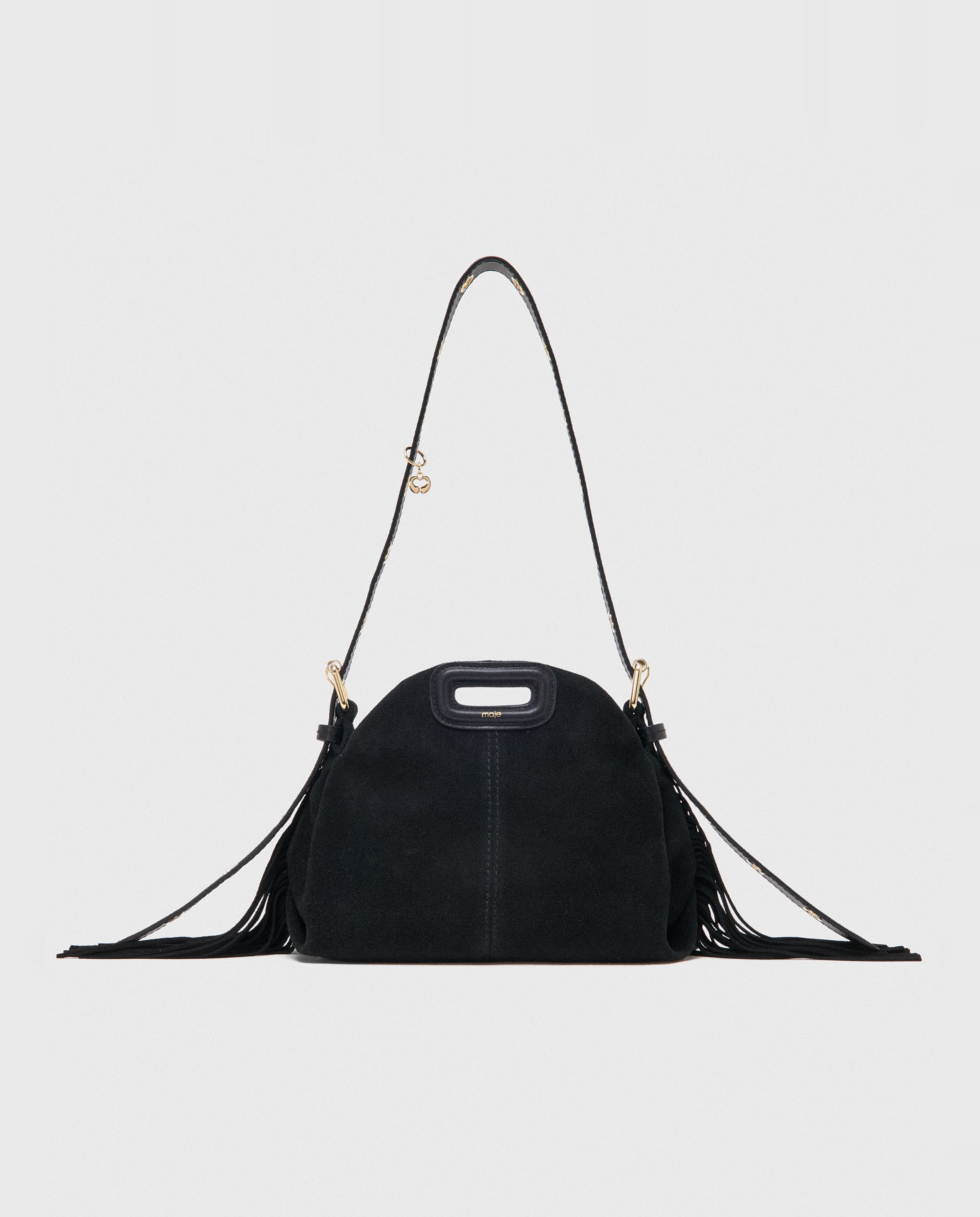 Bolso mini de ante con solapa multiposición - Maje - Negro Negro-1