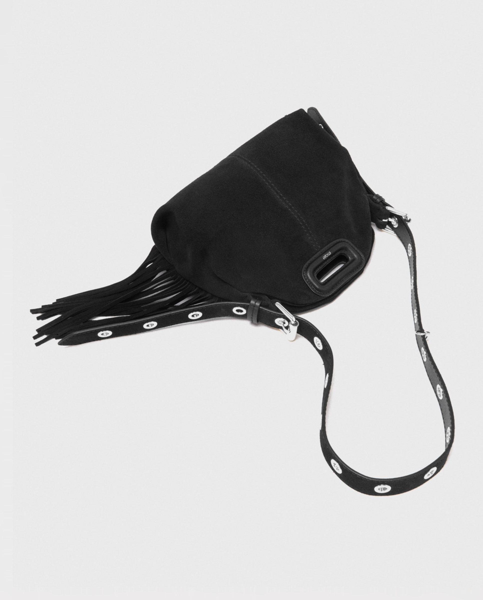 Bolso mini de ante con solapa multiposición - Maje - Negro Negro-3