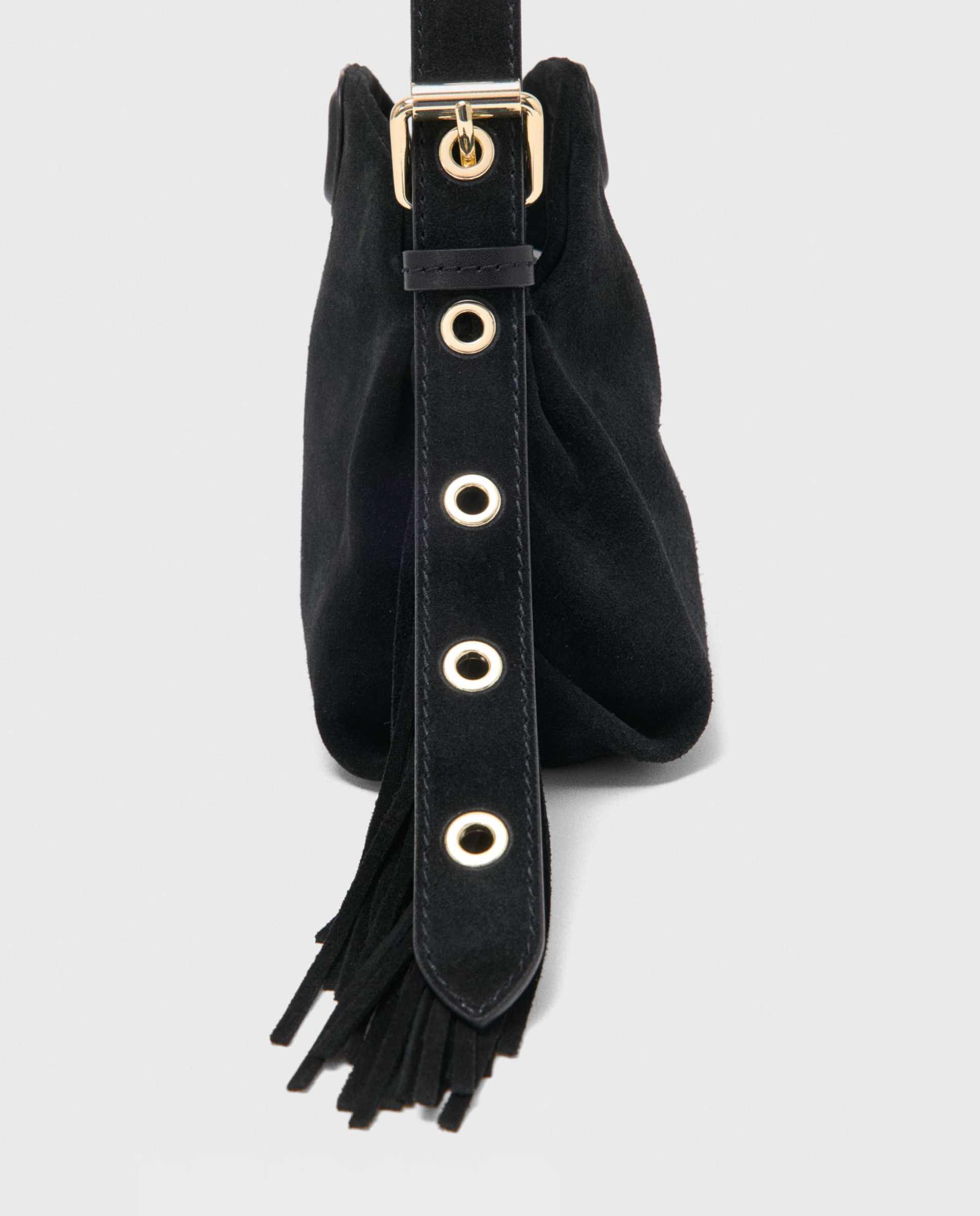 Bolso mini de ante con solapa multiposición - Maje - Negro Negro-2
