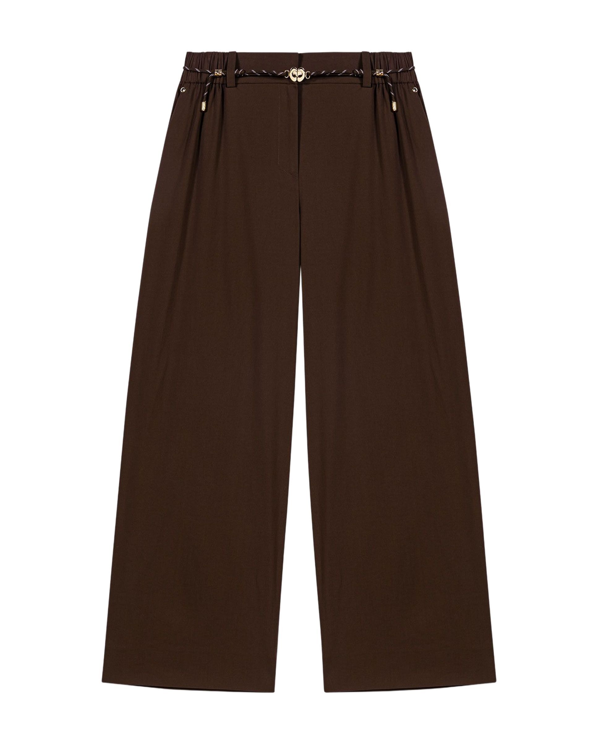 Pantalones anchos de mujer acampanados de algodón - Maje - Marrón Marrón-7