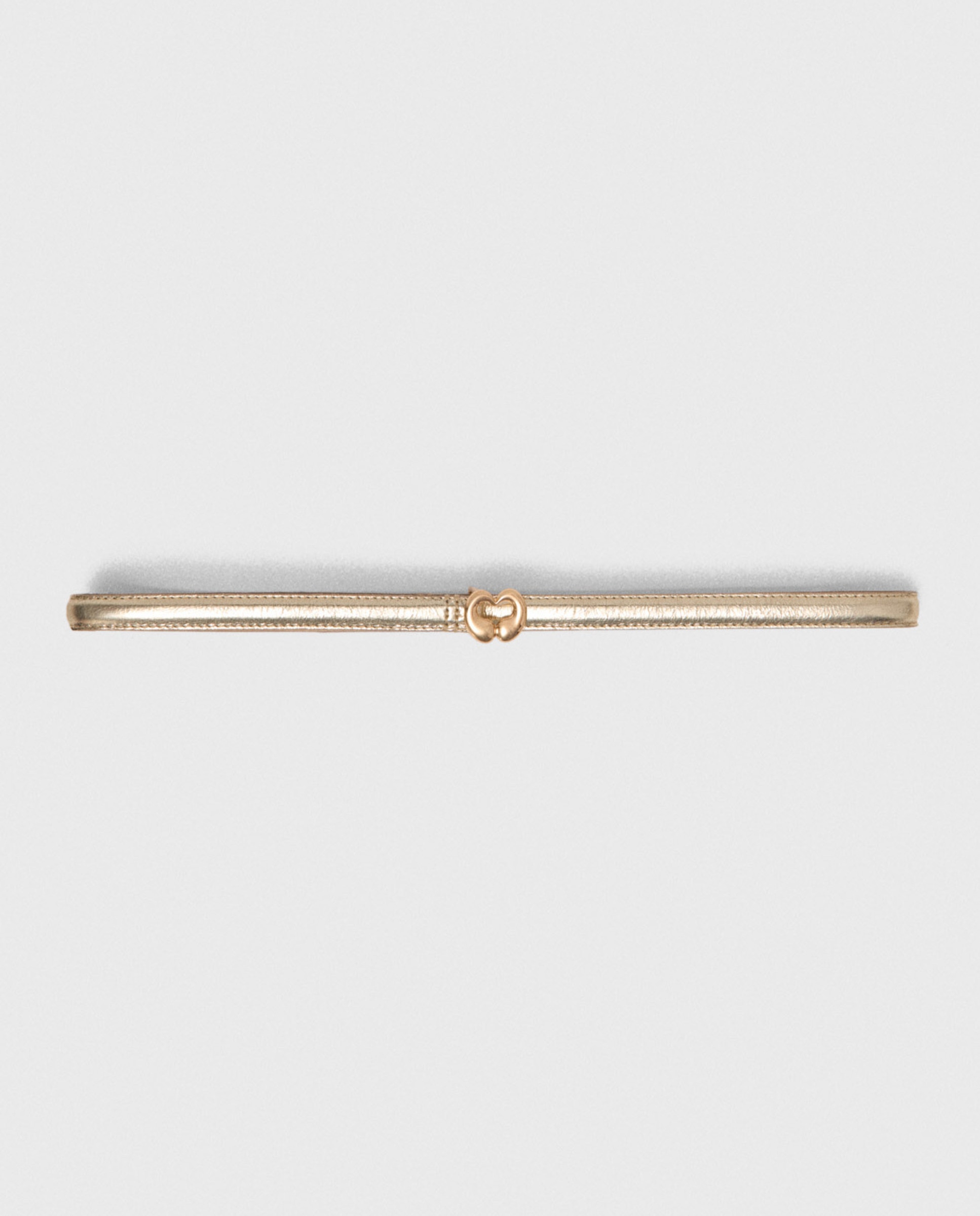 Cinturón femenino festivo metálico fino ajustable con hebilla corazón - Maje - Dorado Dorado-1