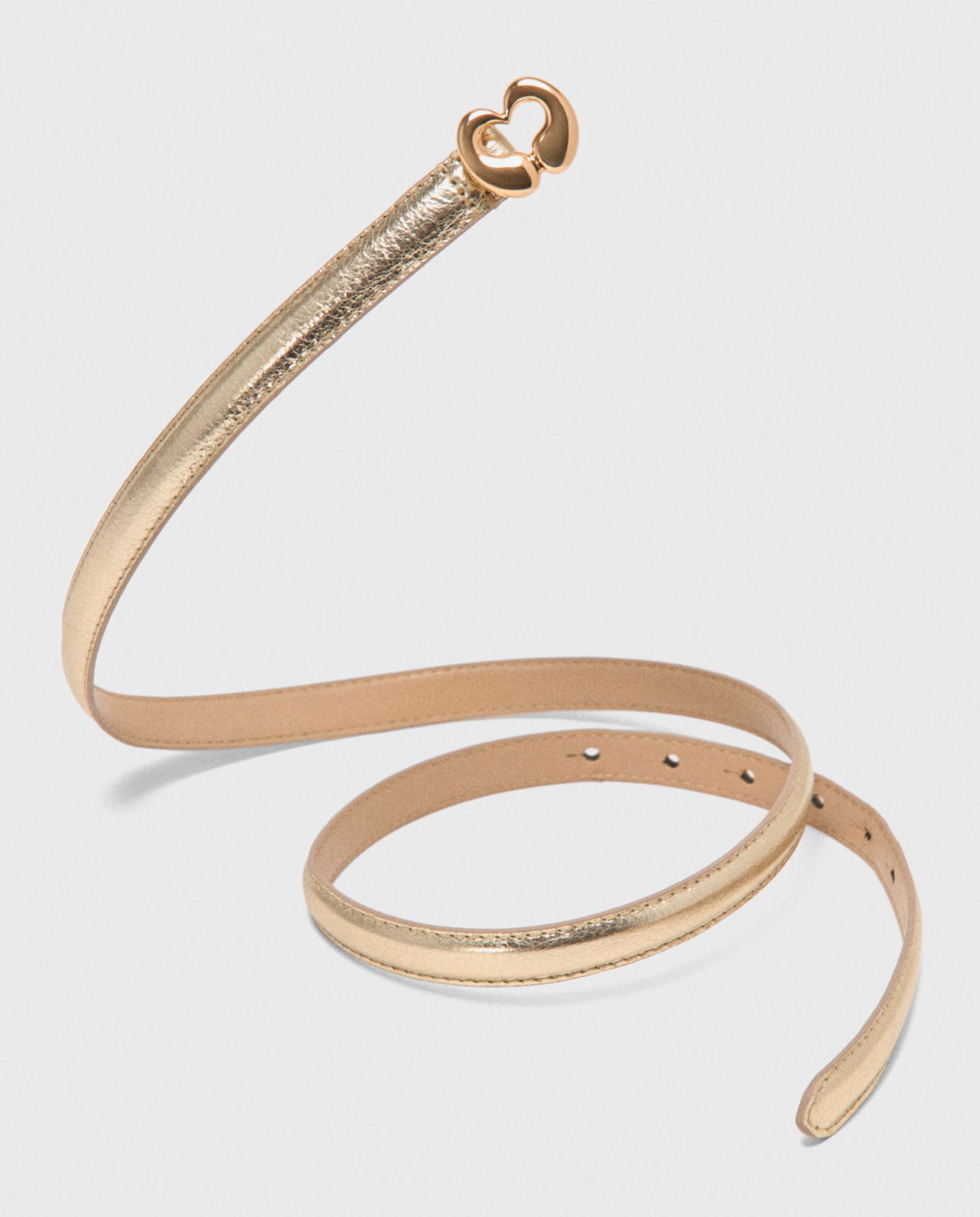 Cinturón femenino festivo metálico fino ajustable con hebilla corazón - Maje - Dorado Dorado-3