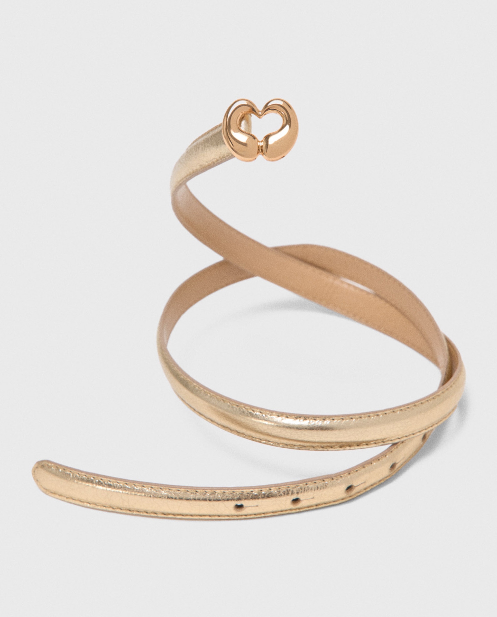 Cinturón femenino festivo metálico fino ajustable con hebilla corazón - Maje - Dorado Dorado-4