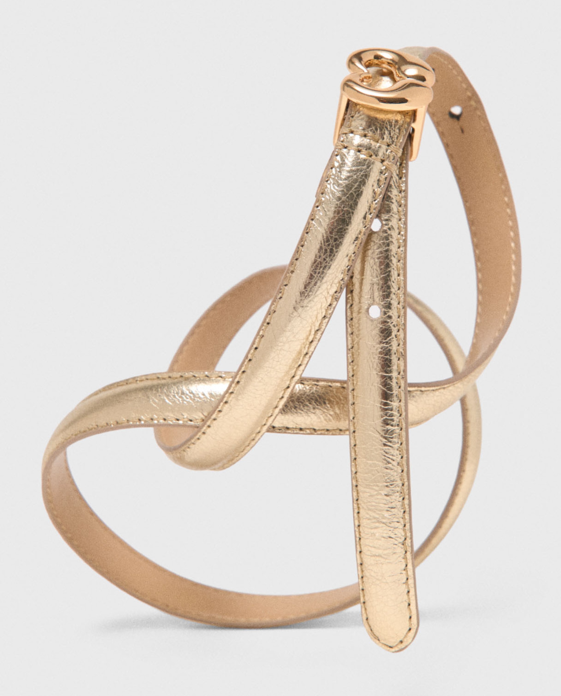Cinturón femenino festivo metálico fino ajustable con hebilla corazón - Maje - Dorado Dorado-5