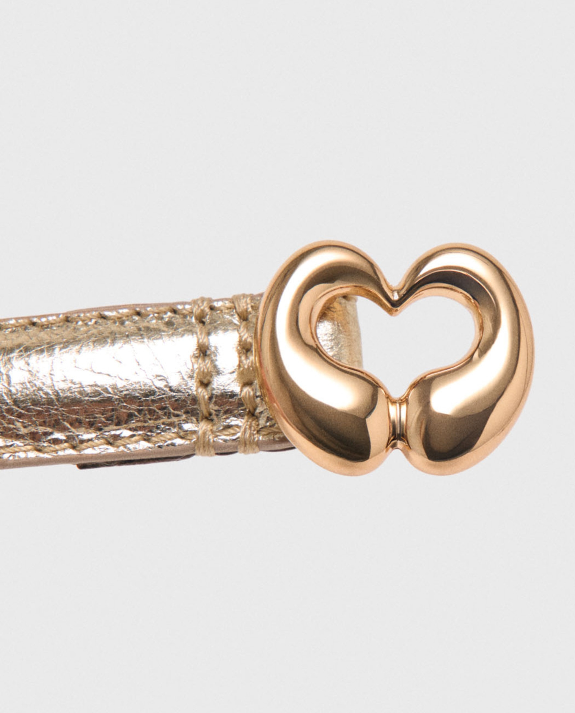 Cinturón femenino festivo metálico fino ajustable con hebilla corazón - Maje - Dorado Dorado-8
