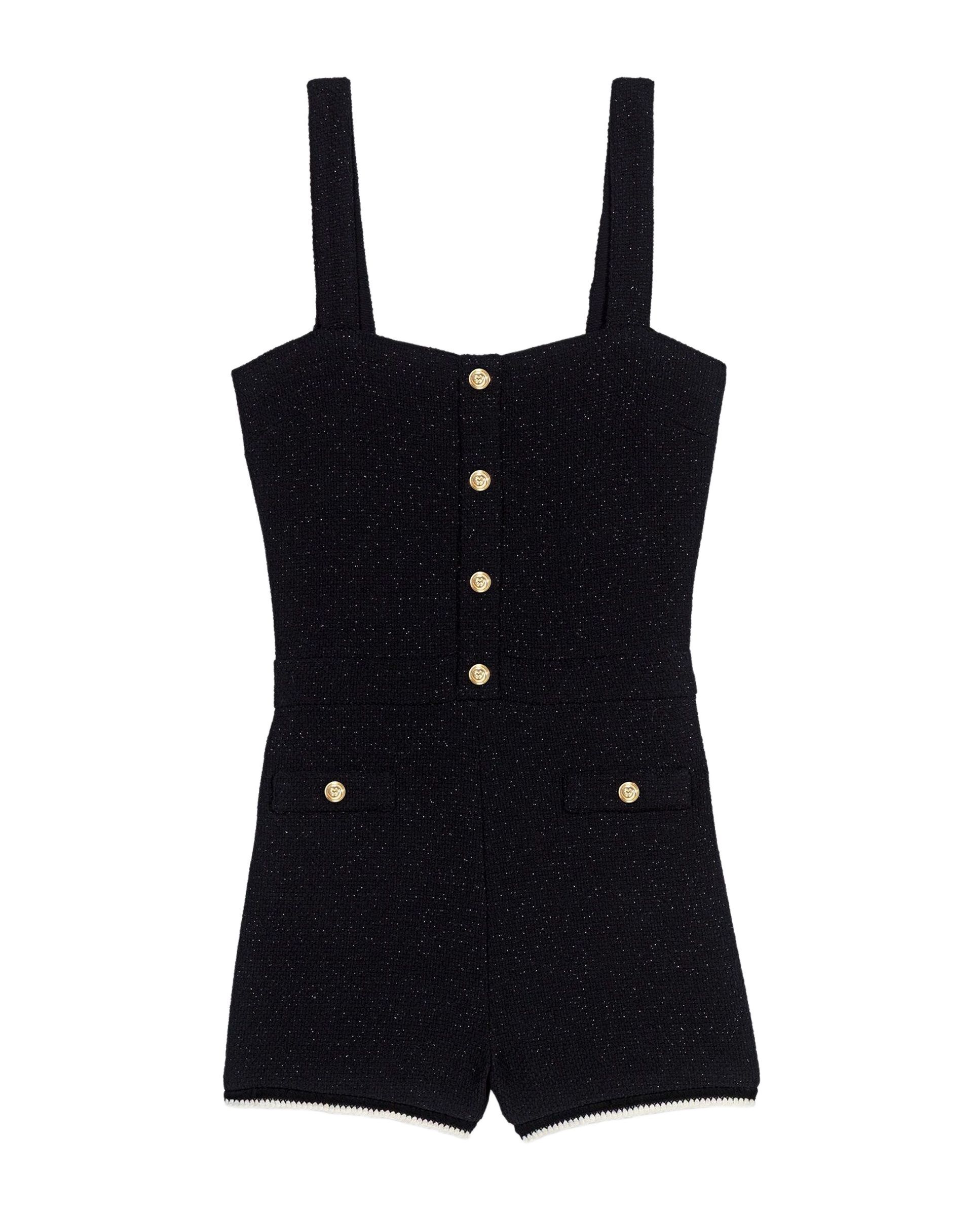 Mono de mujer corto ajustado de tweed - Maje - Negro Negro-8