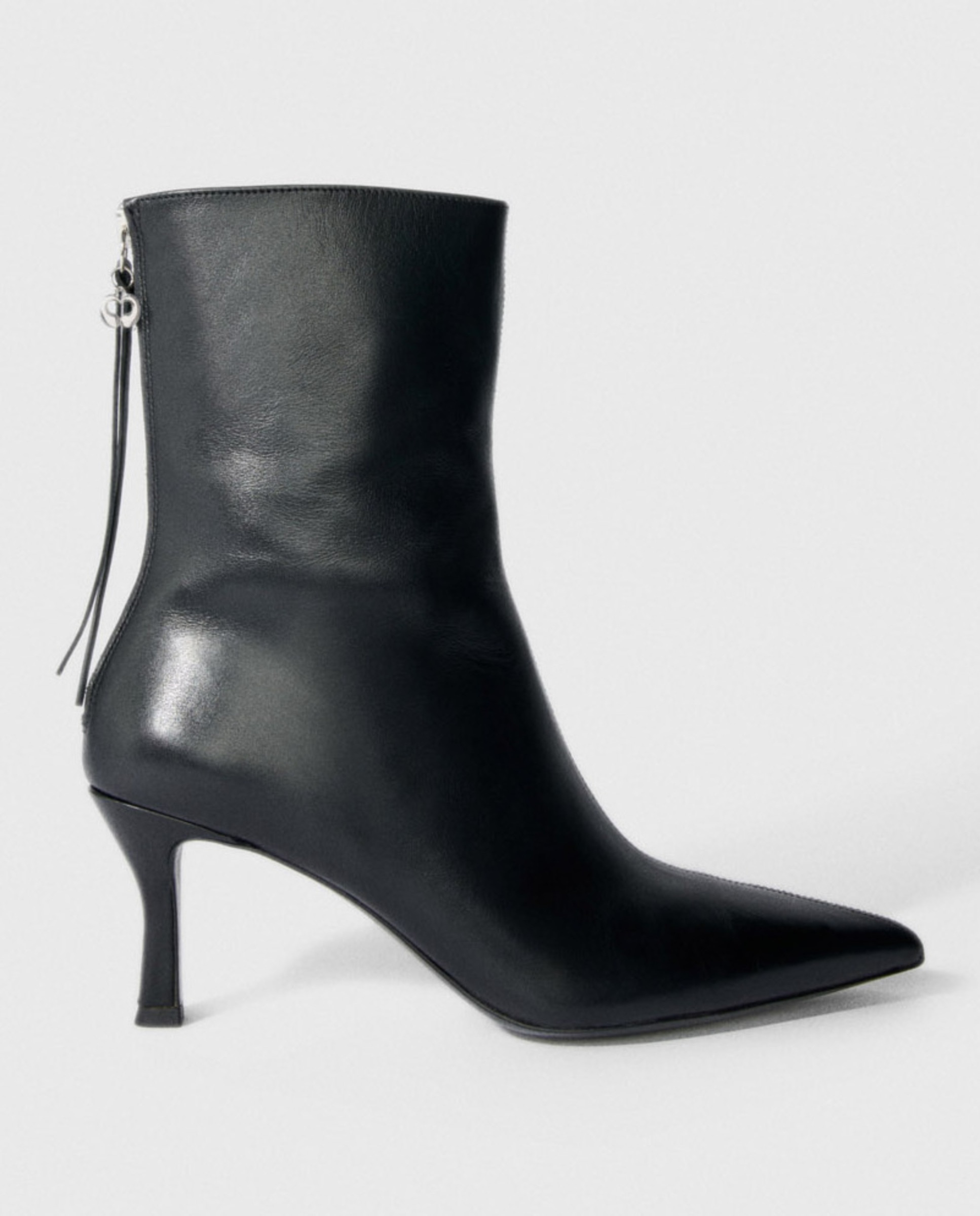 Botines básicos de mujer de cuero con tacón - Maje - Negro Negro-1