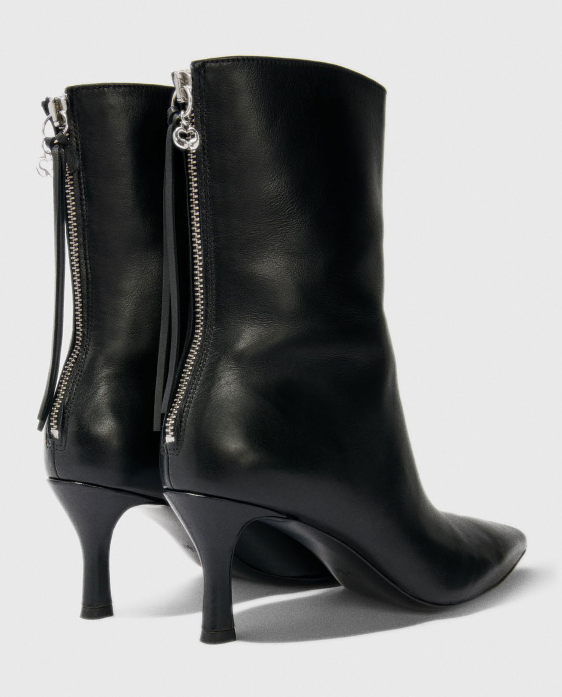 Botines básicos de mujer de cuero con tacón - Maje - Negro Negro-7