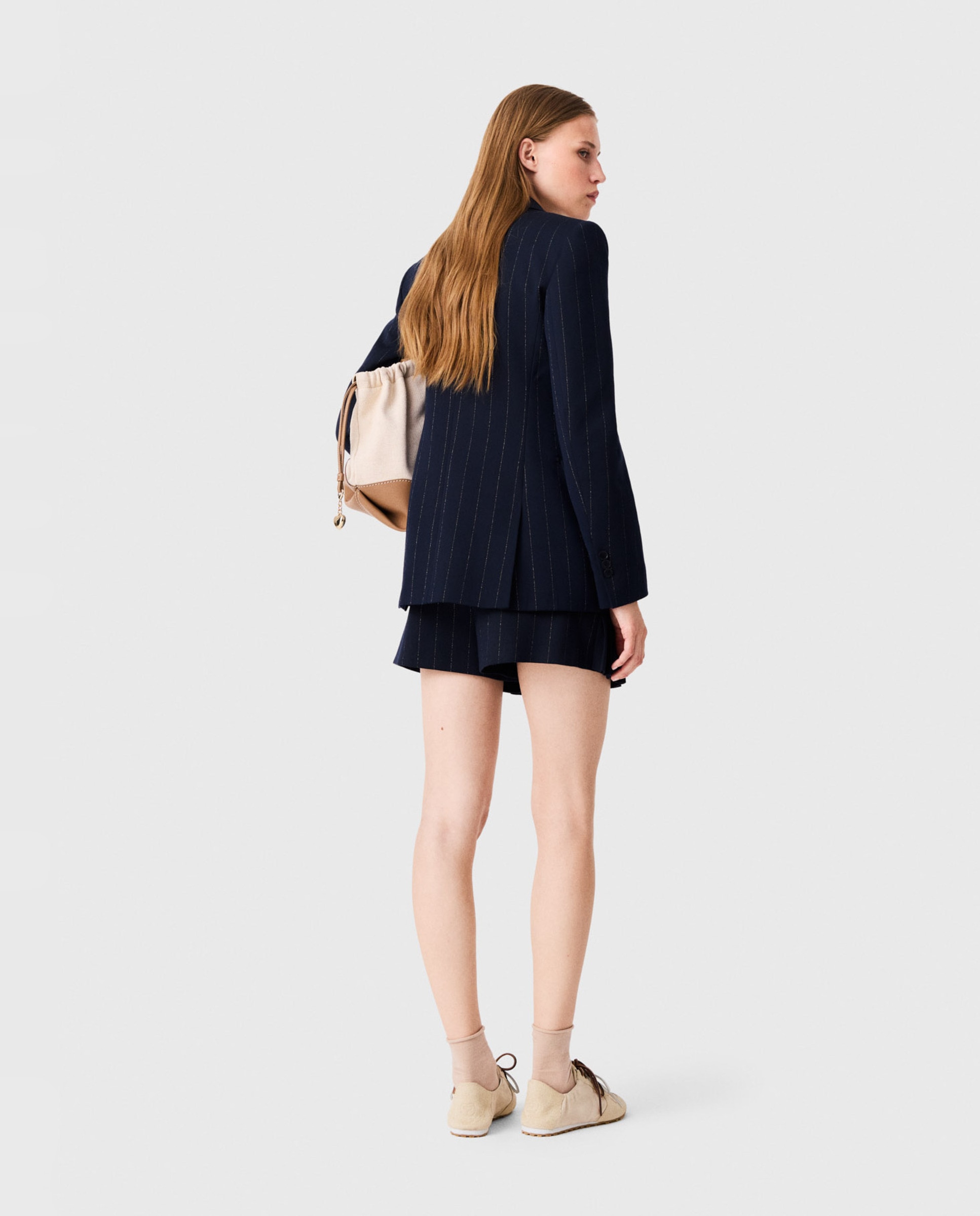 Blazer de mujer cruzada de raya diplomática - Maje - Azul marino Azul marino-2