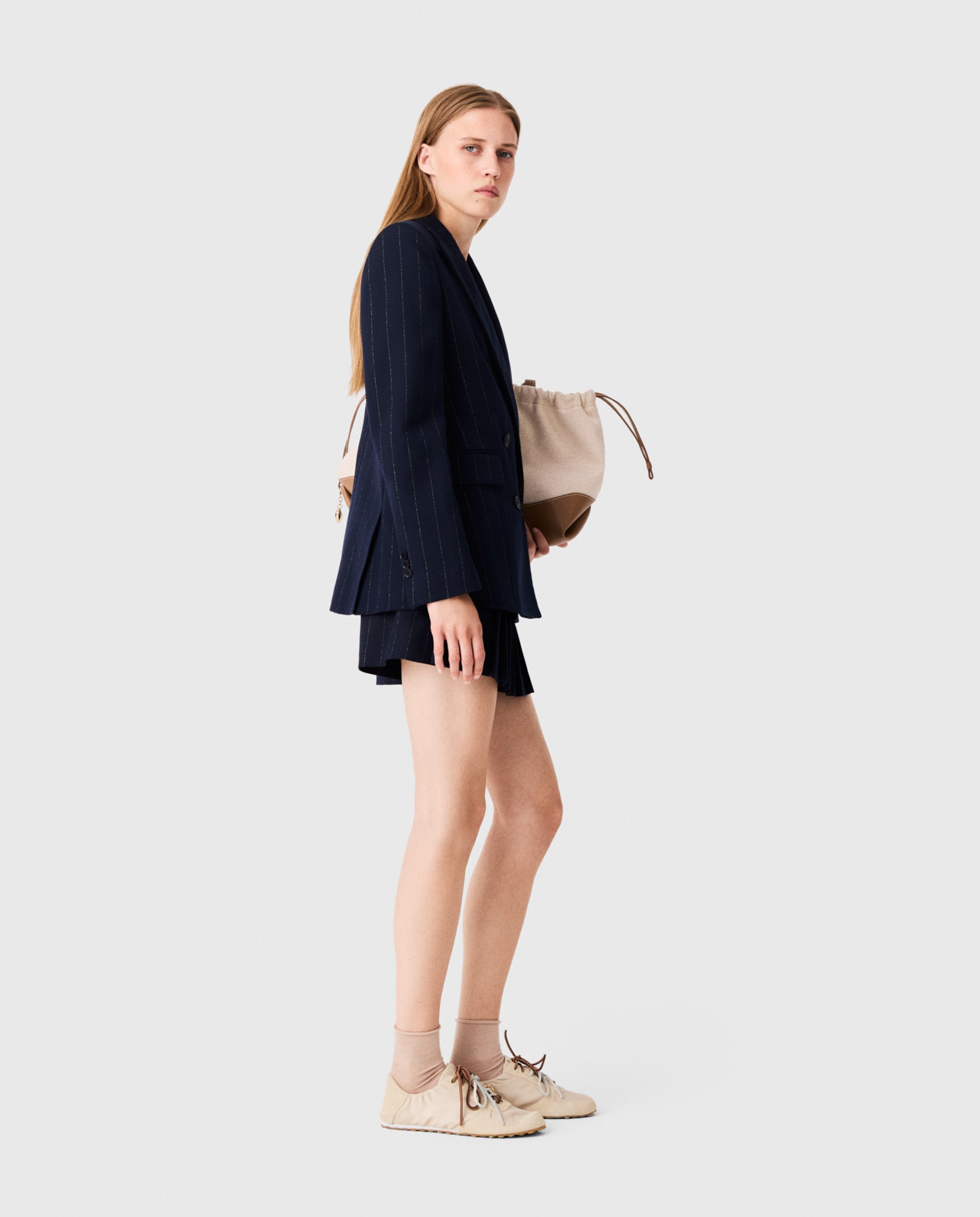 Blazer de mujer cruzada de raya diplomática - Maje - Azul marino Azul marino-3