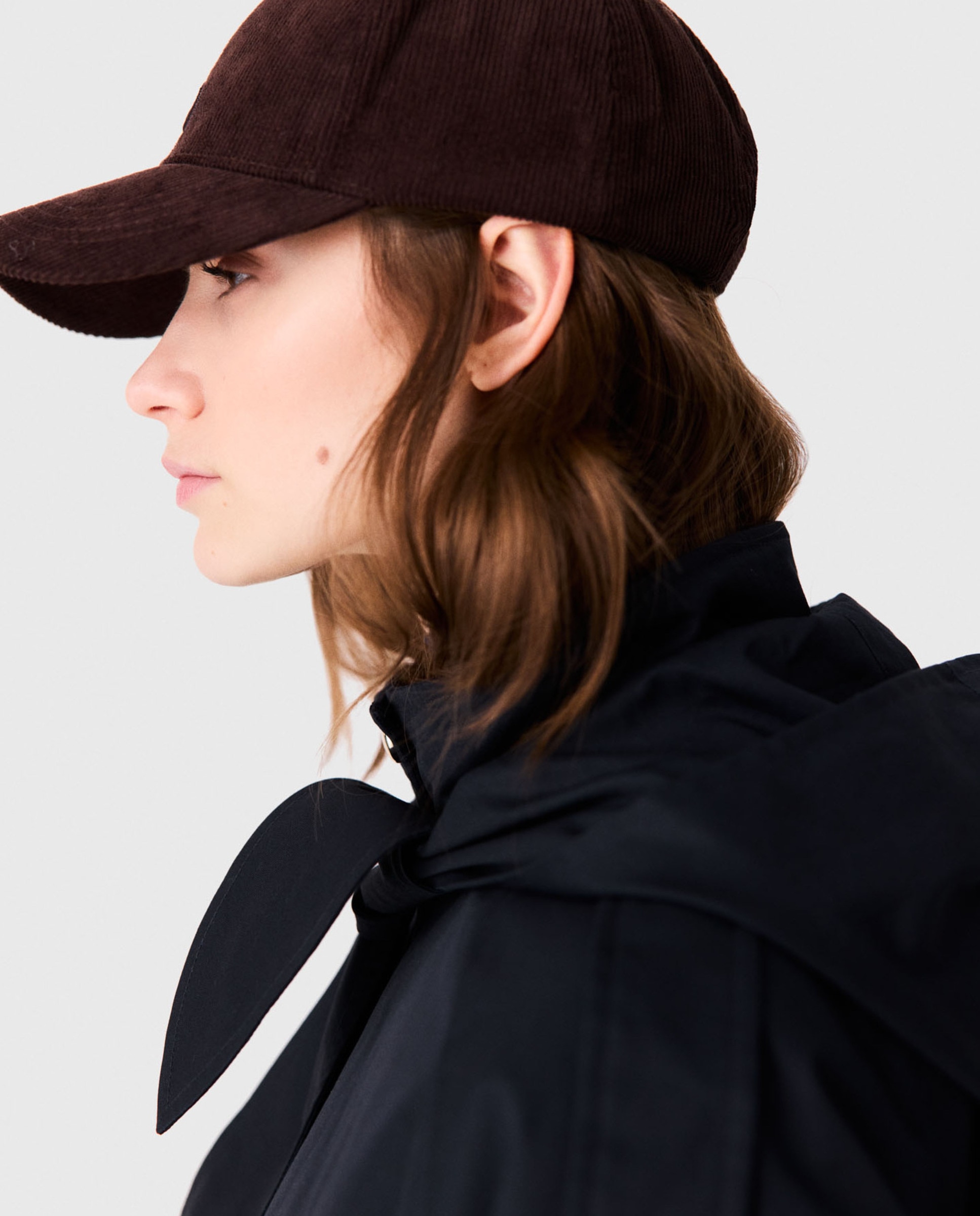 Gorra de mujer de pana de algodón con visera curva - Maje - Marrón oscuro Marrón oscuro-2