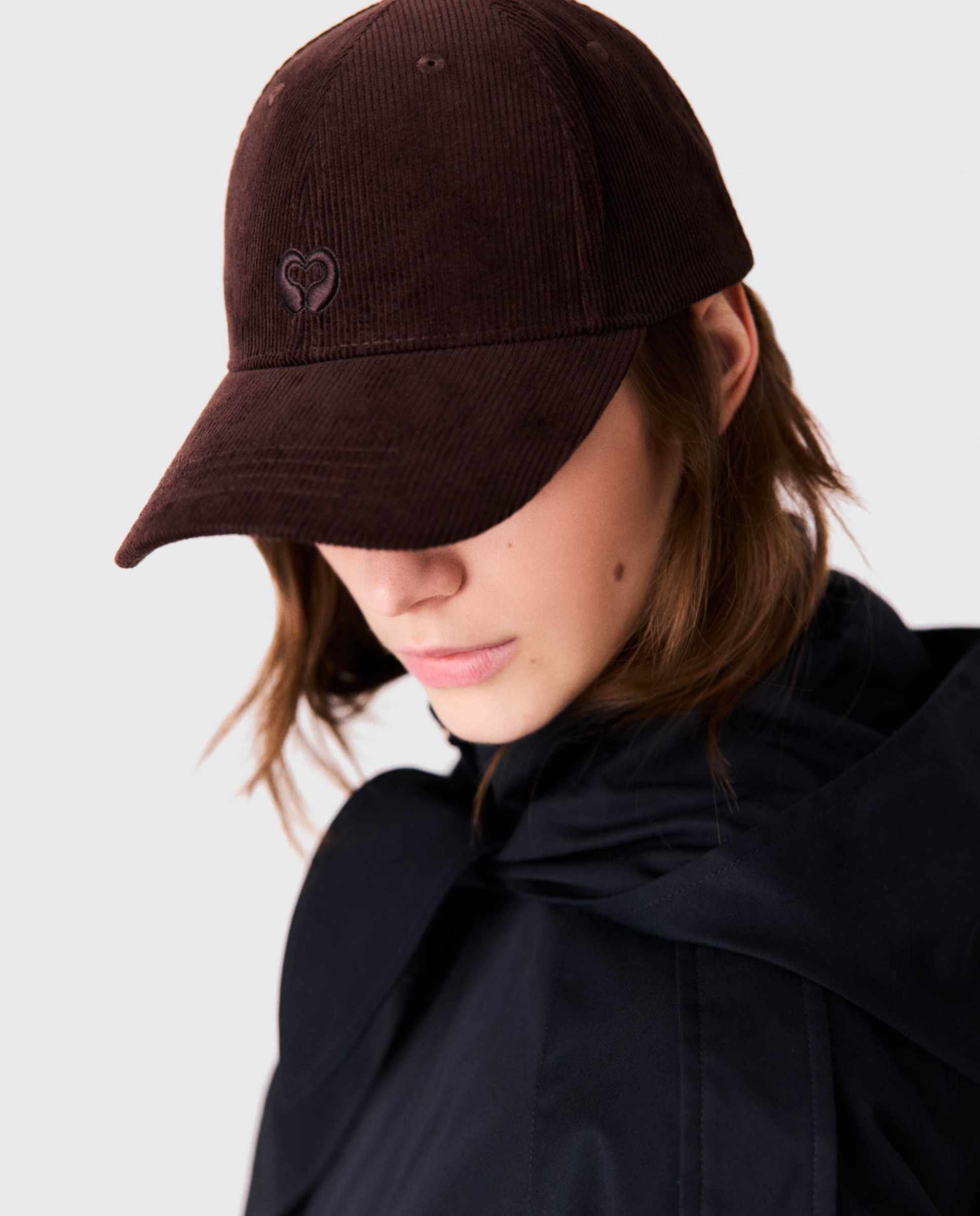 Gorra de mujer de pana de algodón con visera curva - Maje - Marrón oscuro Marrón oscuro-3
