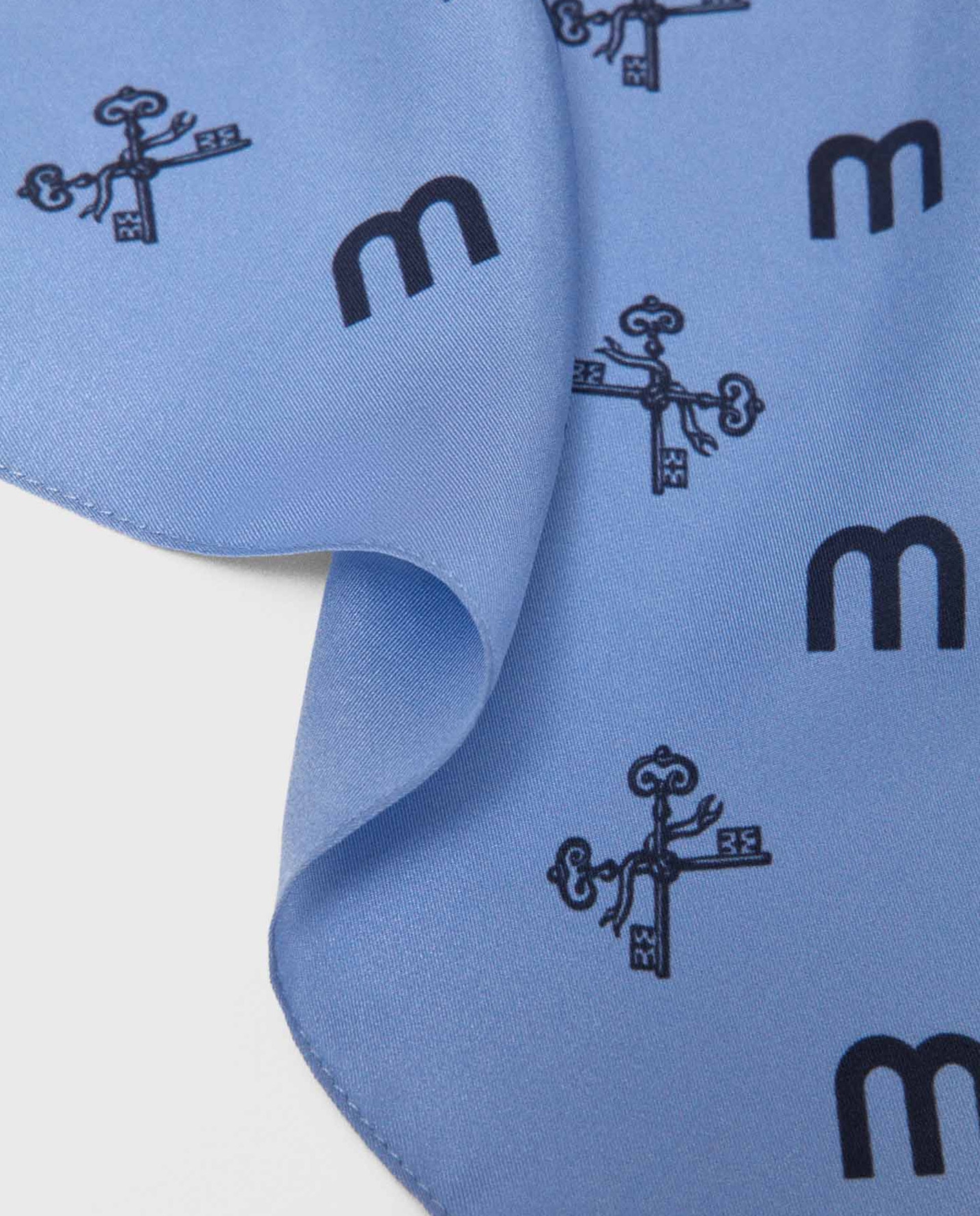 Pañuelo de mujer de seda cuadrado con motivo ecuestre - Maje - Azul Azul-8