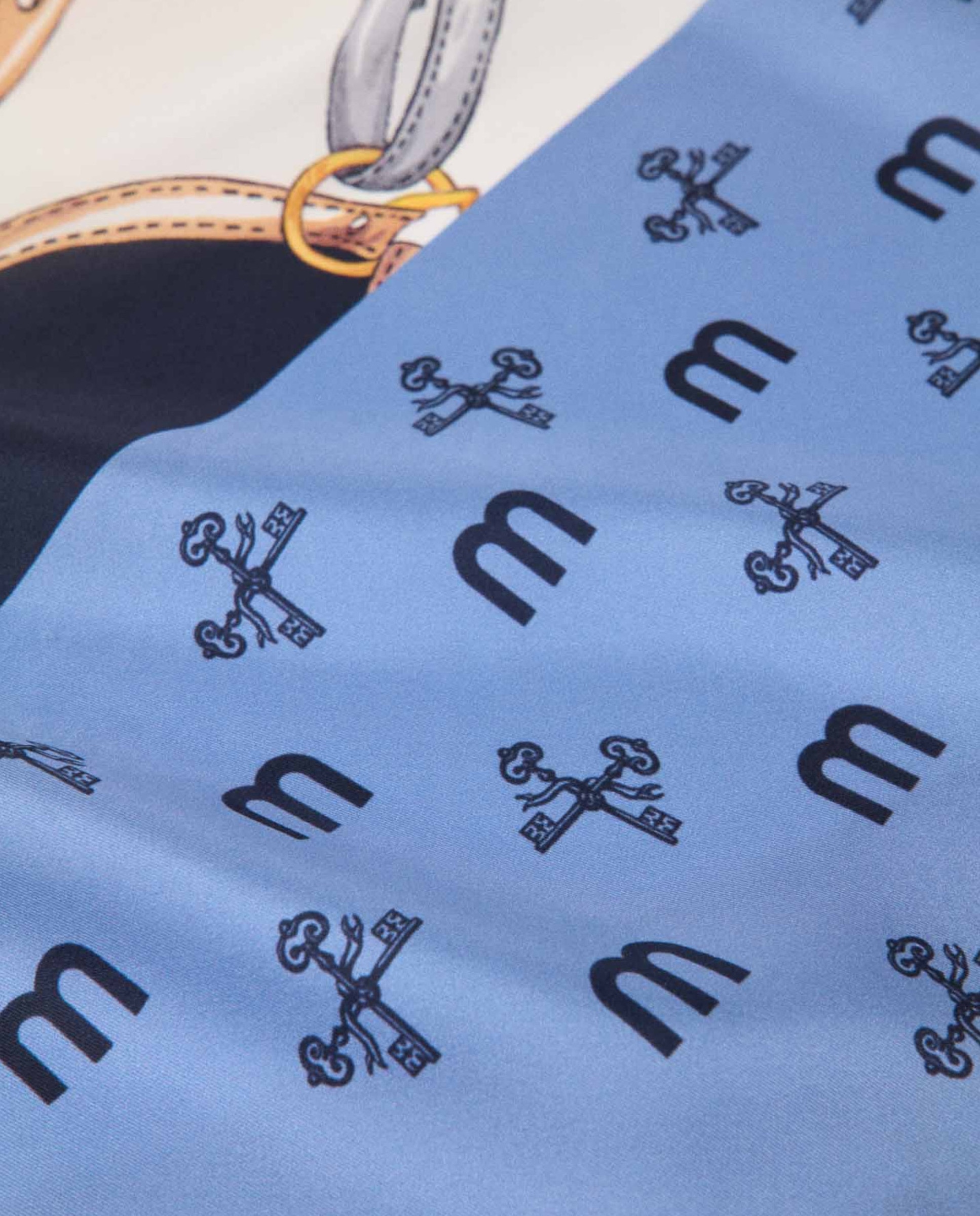 Pañuelo de mujer de seda cuadrado con motivo ecuestre - Maje - Azul Azul-9