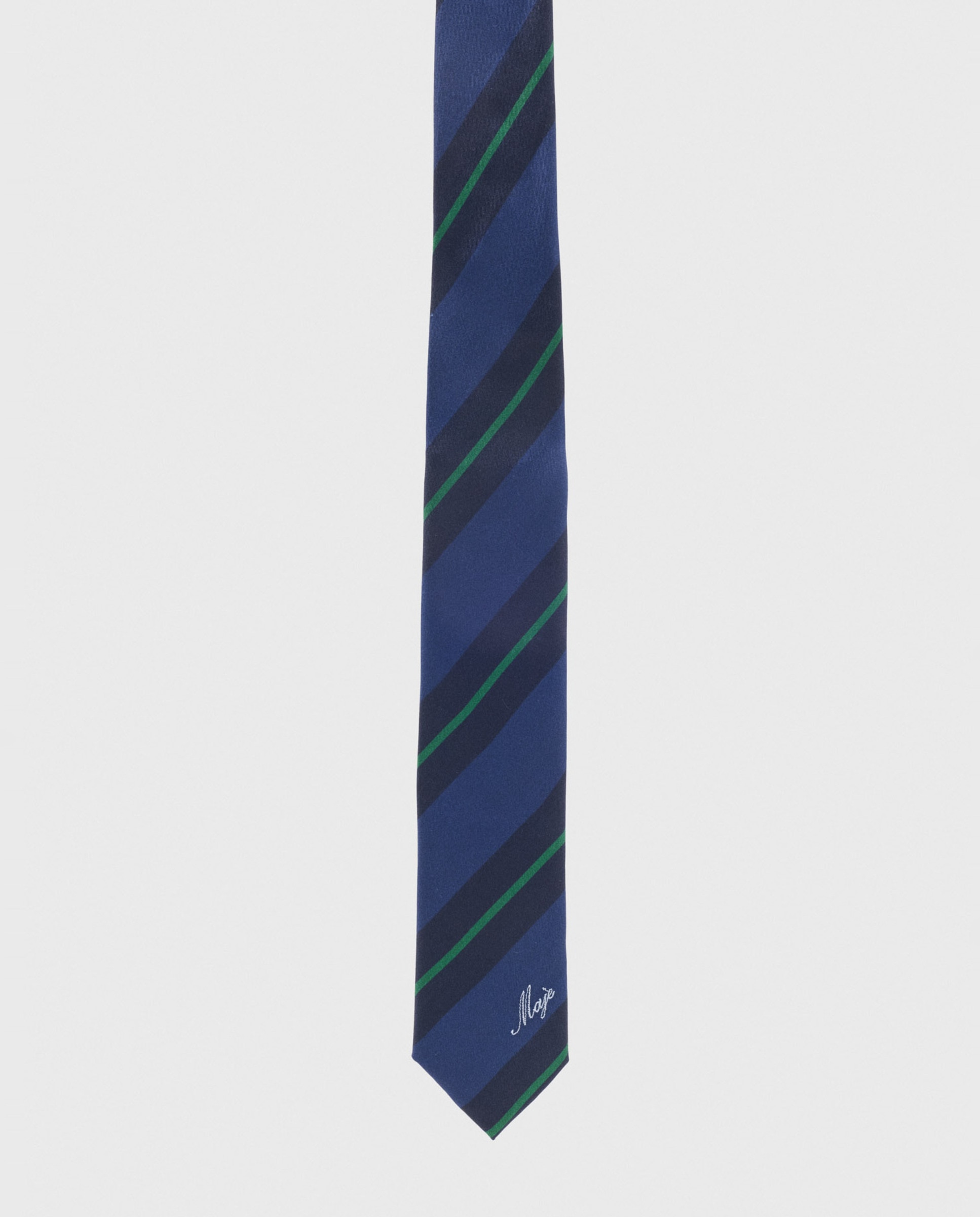 Corbata de mujer de seda con rayas diagonales estilo preppy - Maje - Azul marino Azul marino-8