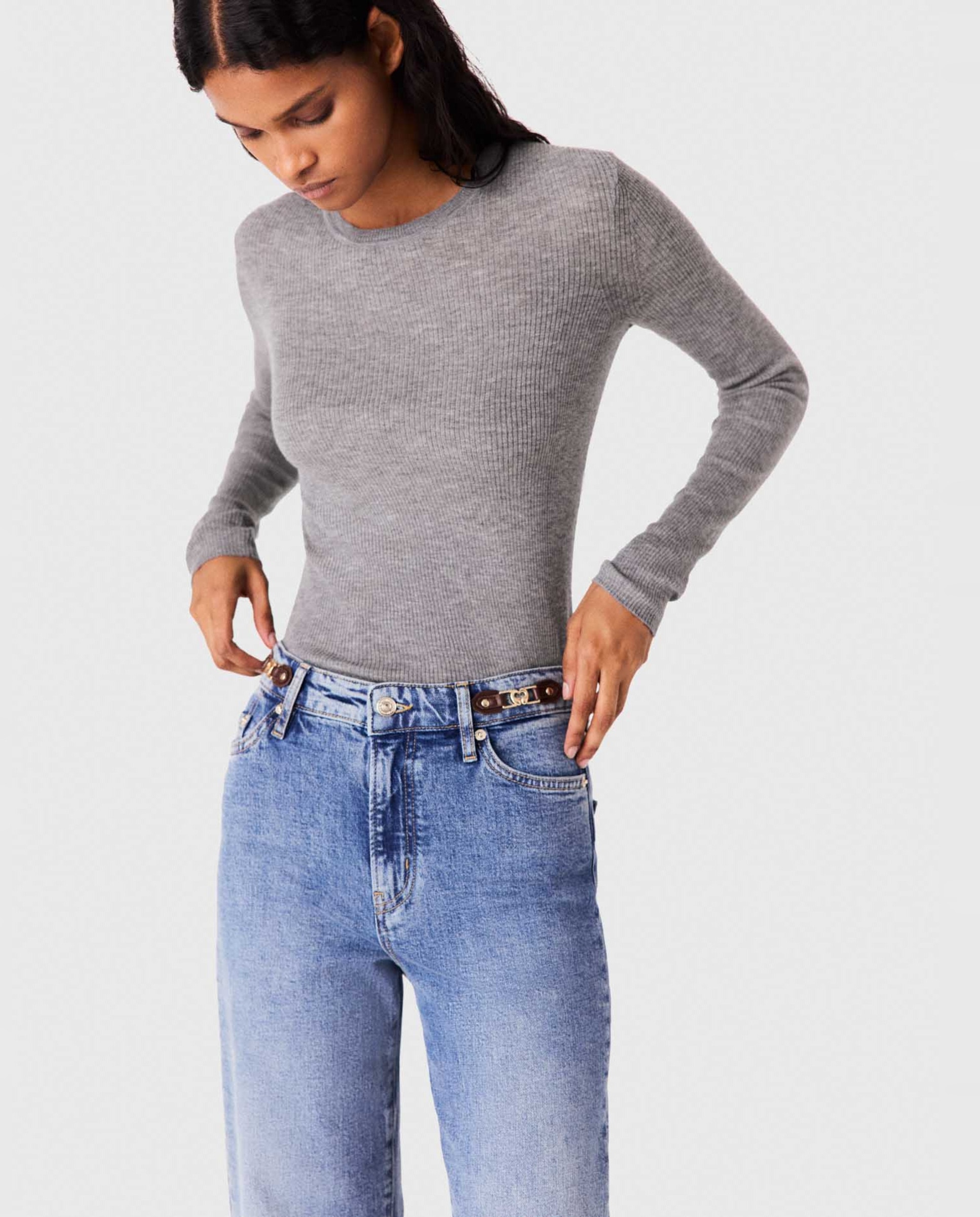 Imagen 0 de Jersey de mujer acanalado segunda piel Gris